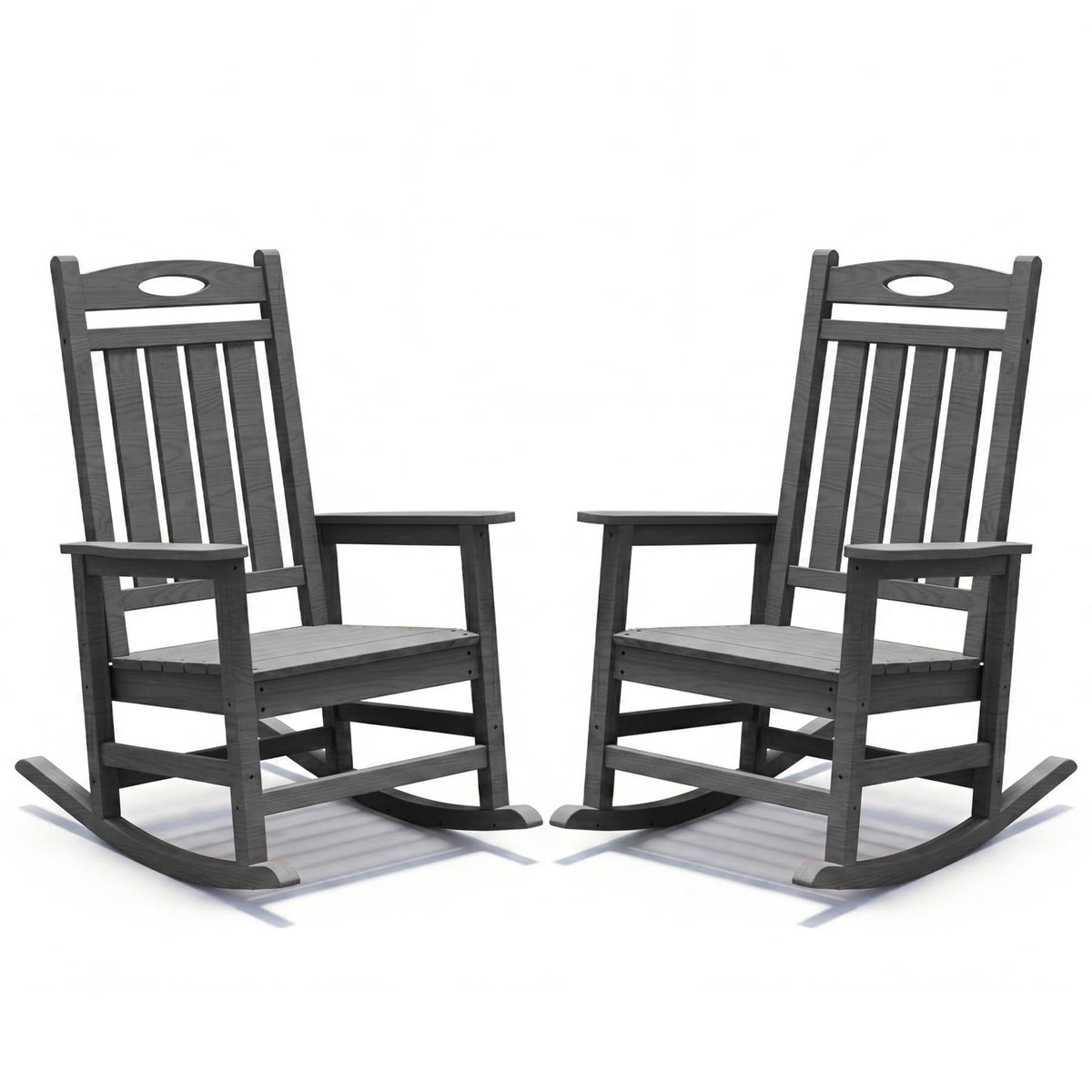 Gray HDPE Outdoor Rocking Chair, Set of 2