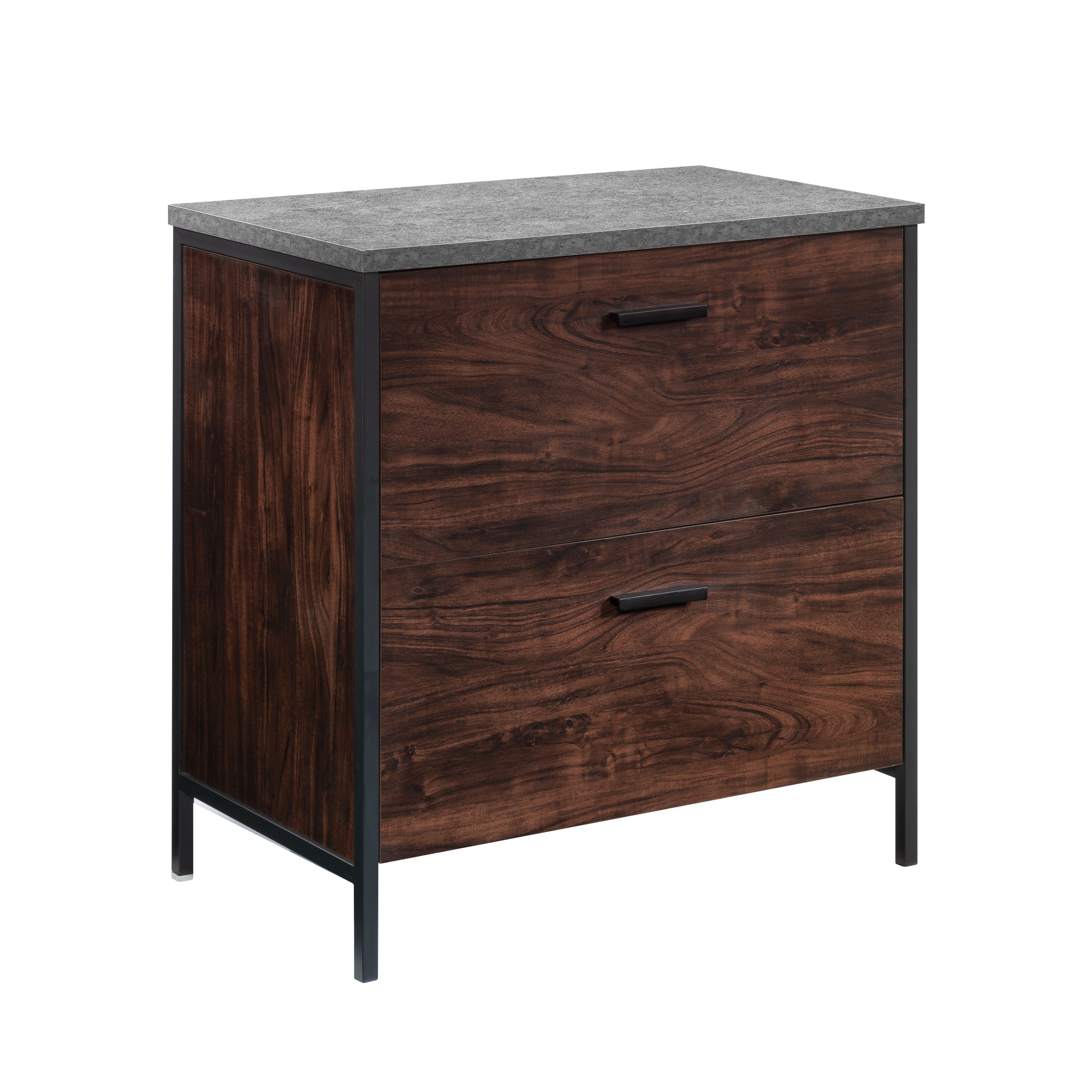 Lateral File Cabinet with Lock, 30 in, Walnut
