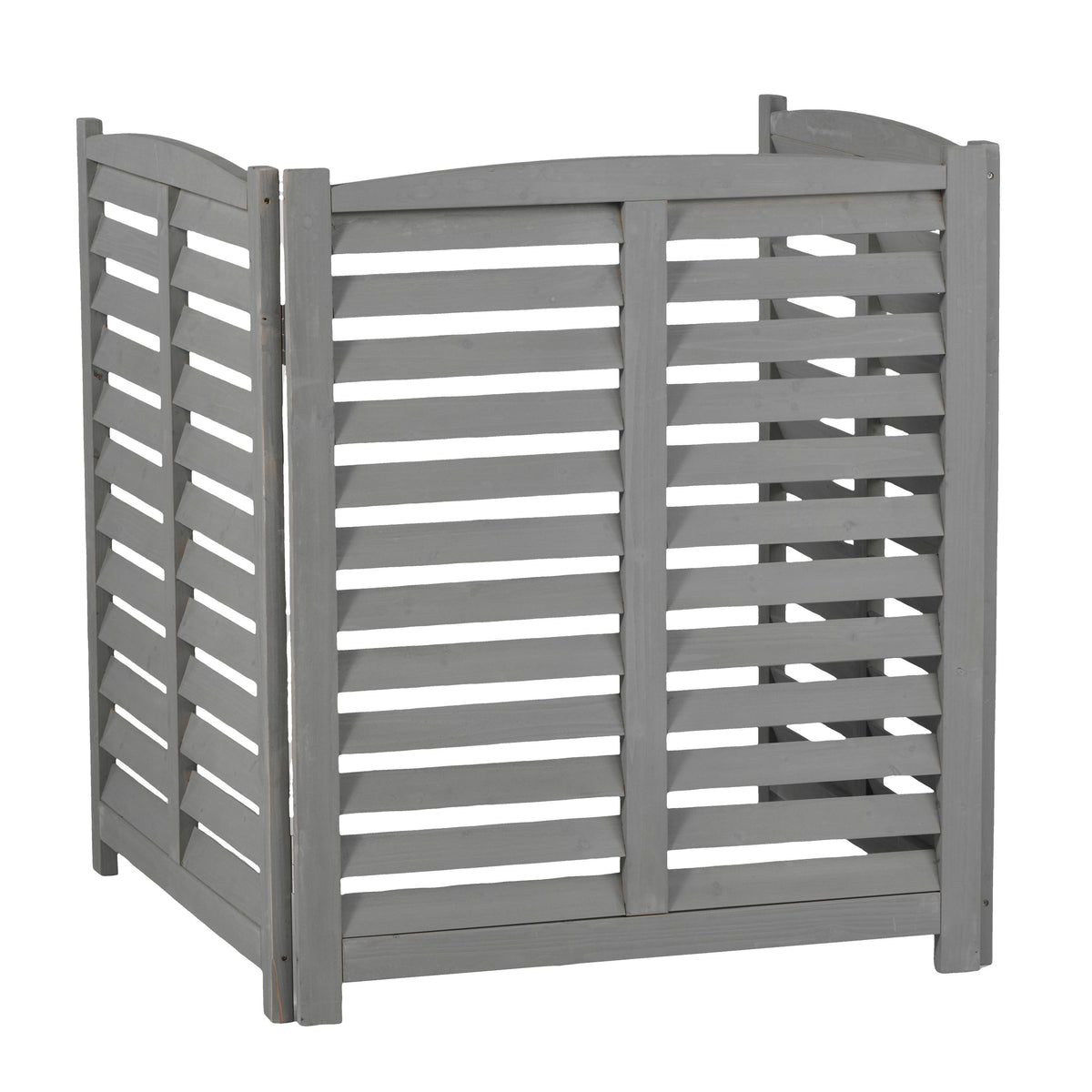 Gray Solid Wood 3-Panel Garden Fence, 32 in Deep