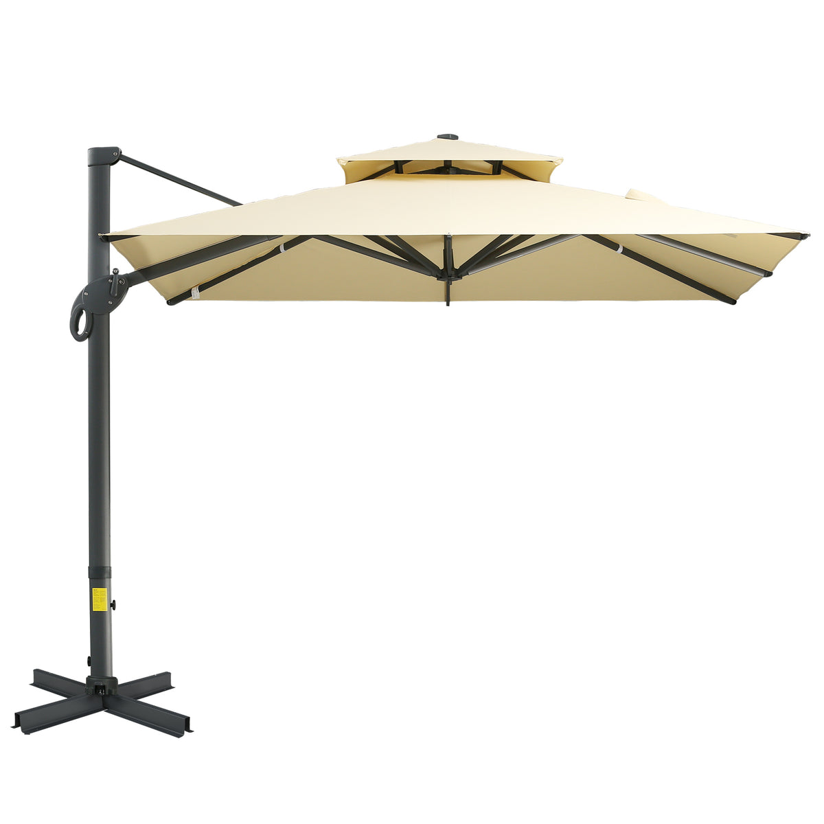 10 ft Beige Cantilever Patio Umbrella with Tilt, Square