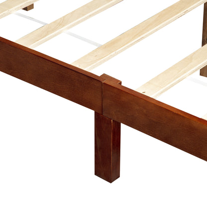 Close-up of center support bracket and slats, farmhouse king bed frame
