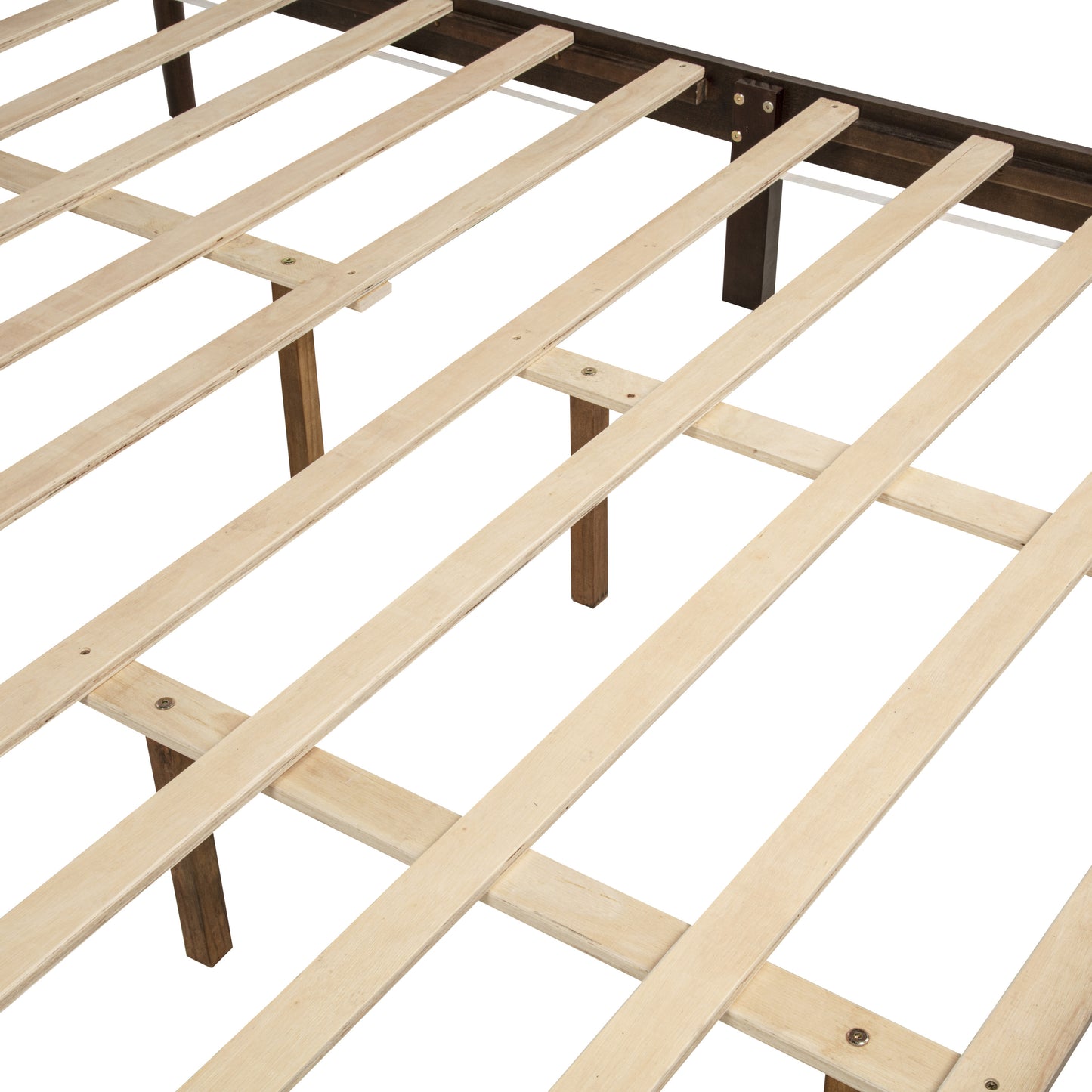 Close-up of two-piece side rail joint at footboard