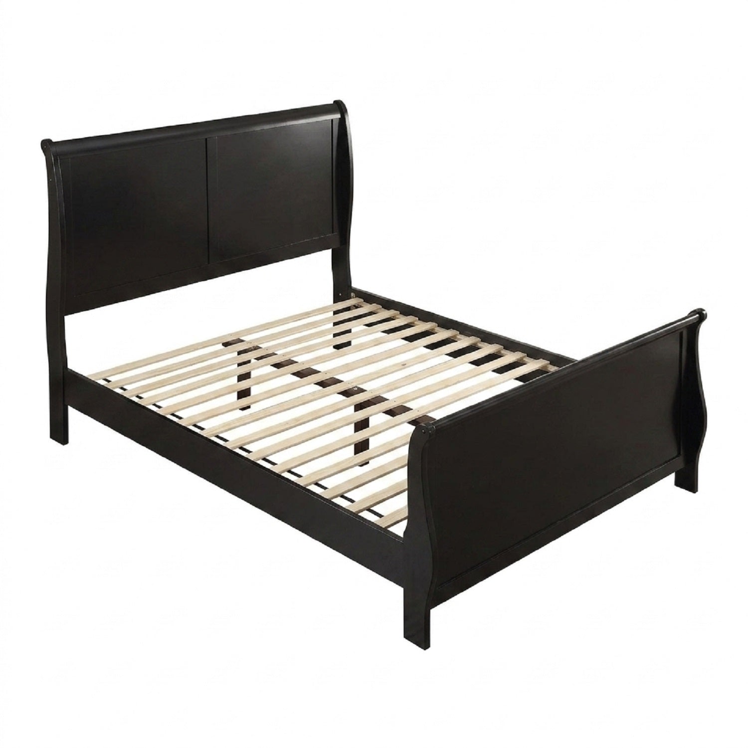 Twin Bed Frame with Sleigh Headboard and Footboard, Black