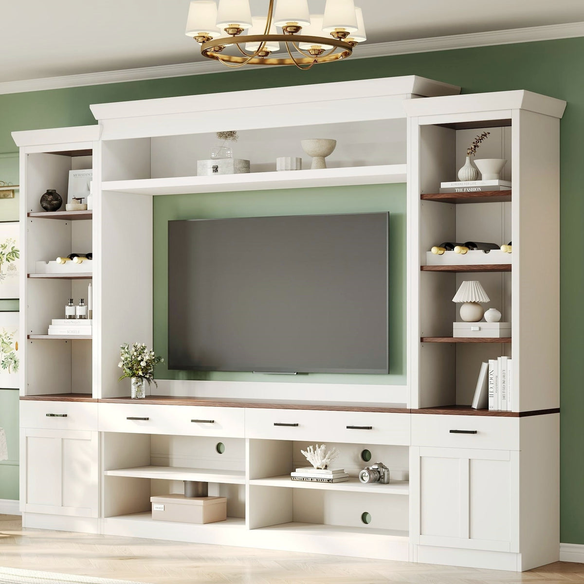 White Entertainment Center for TVs up to 70 in, 108.2 in Wide