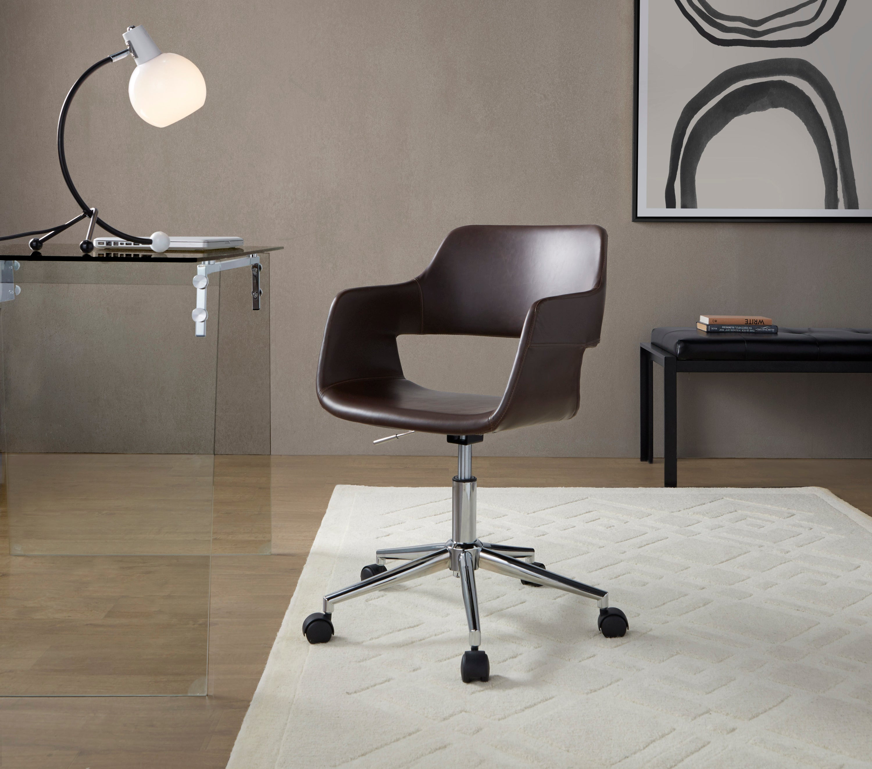 Contemporary Office Chair, 27.5 in, Espresso
