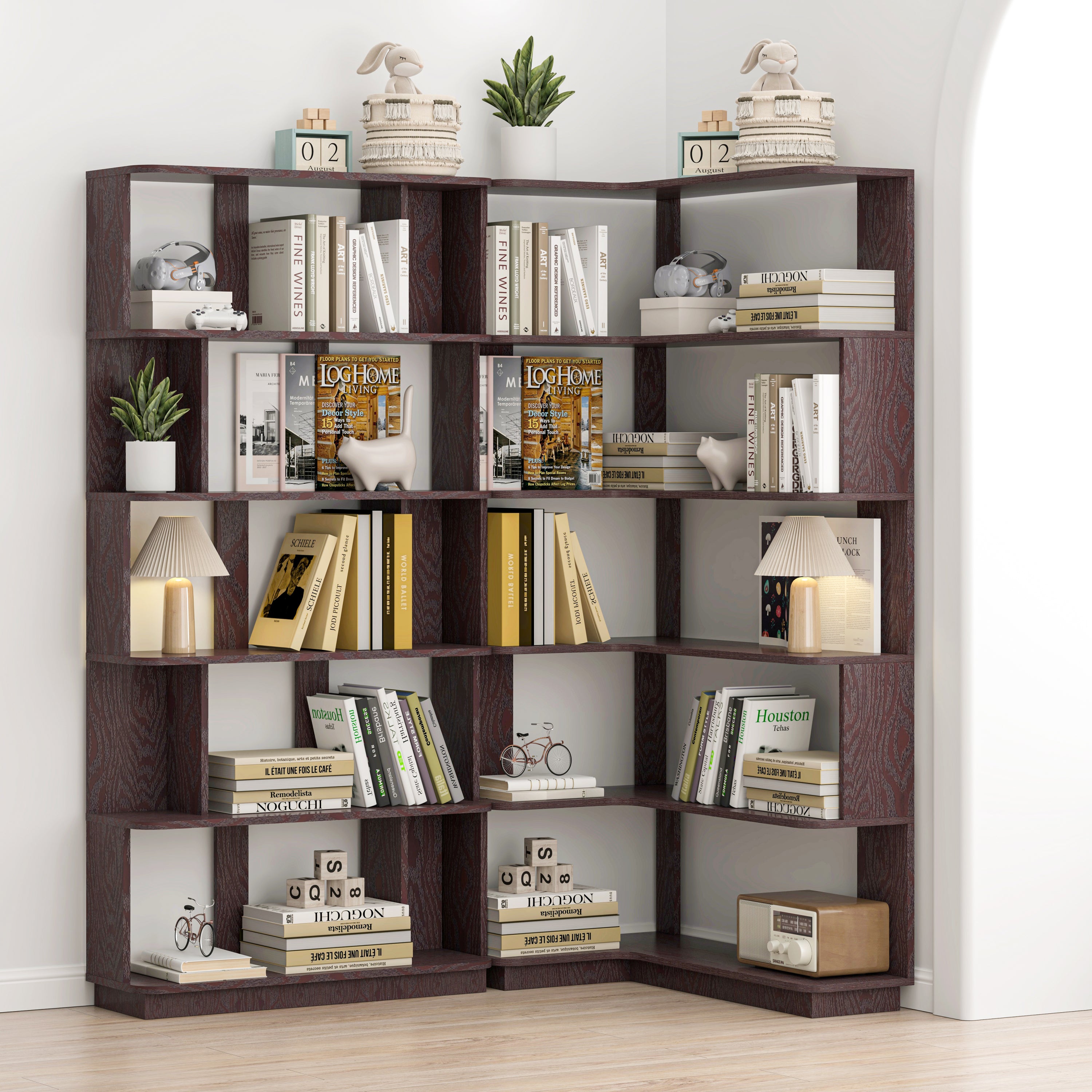 Bookcase, 66.9 in, Red, 21.65 in Deep