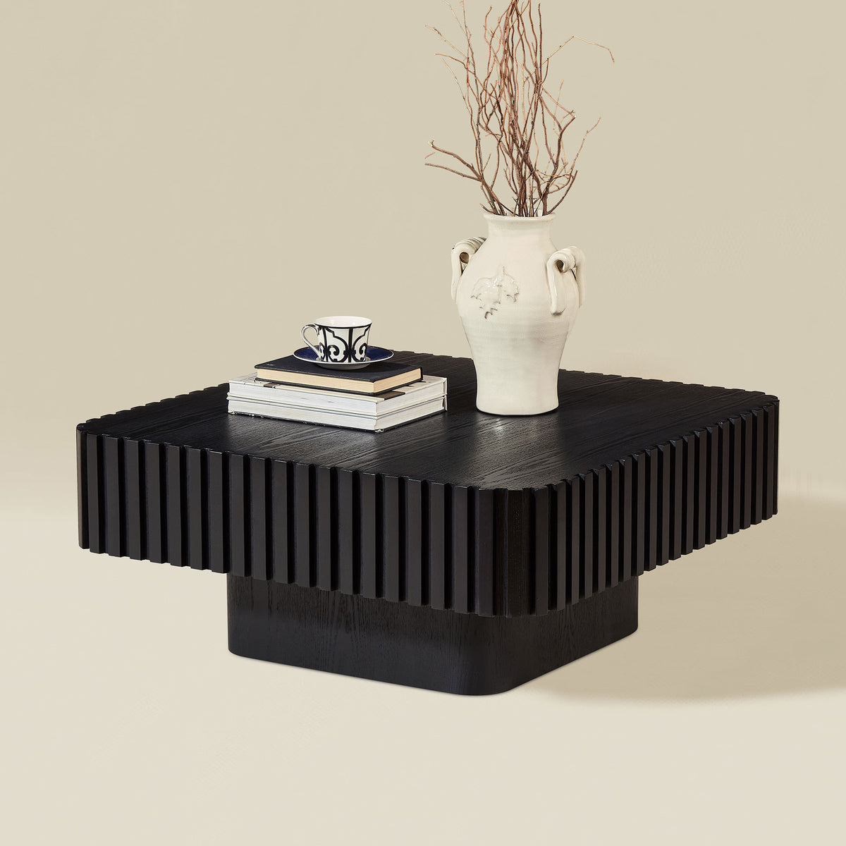 Black Square Coffee Table, 35.4 in