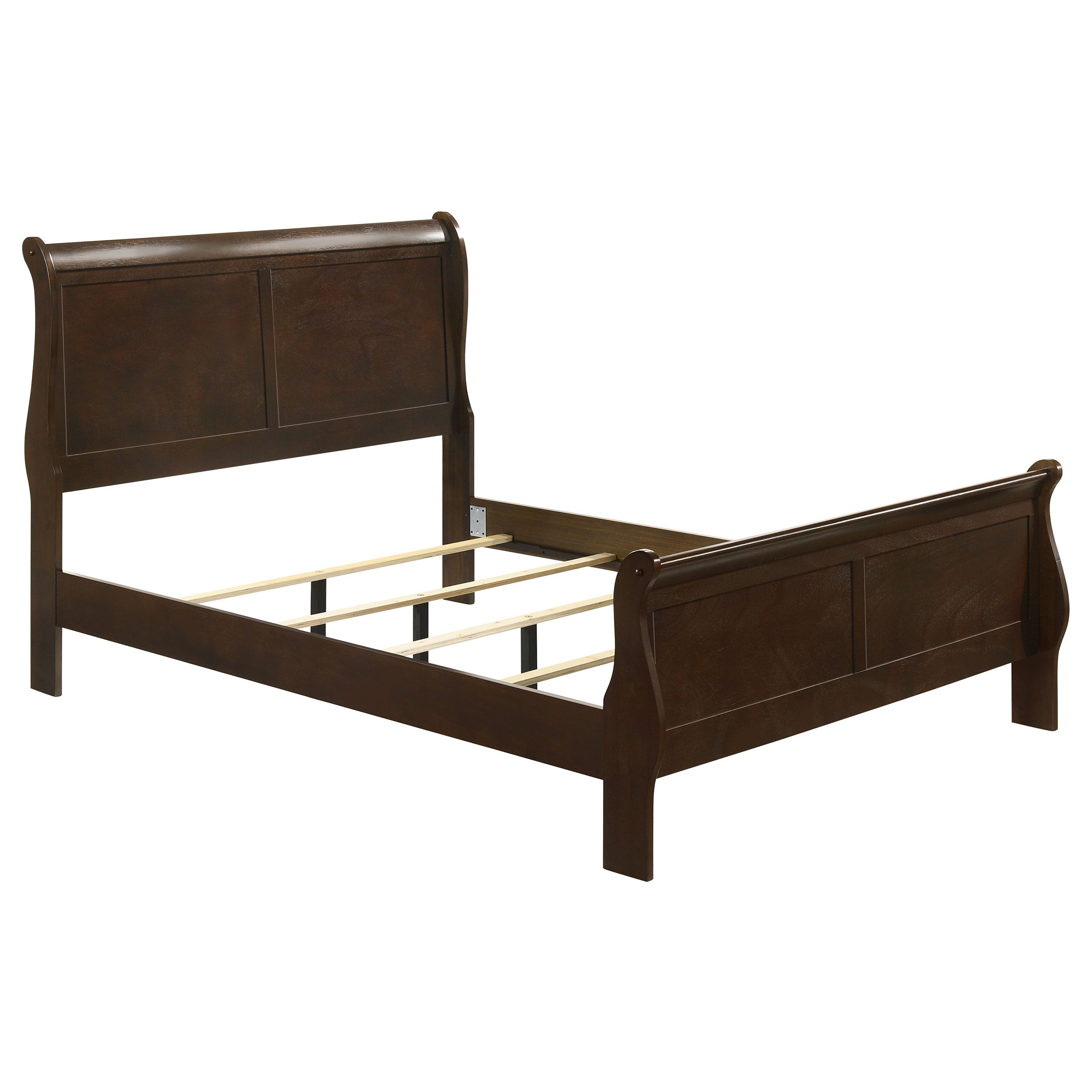 Full Size Sleigh Bed Frame, Cappuccino Wood