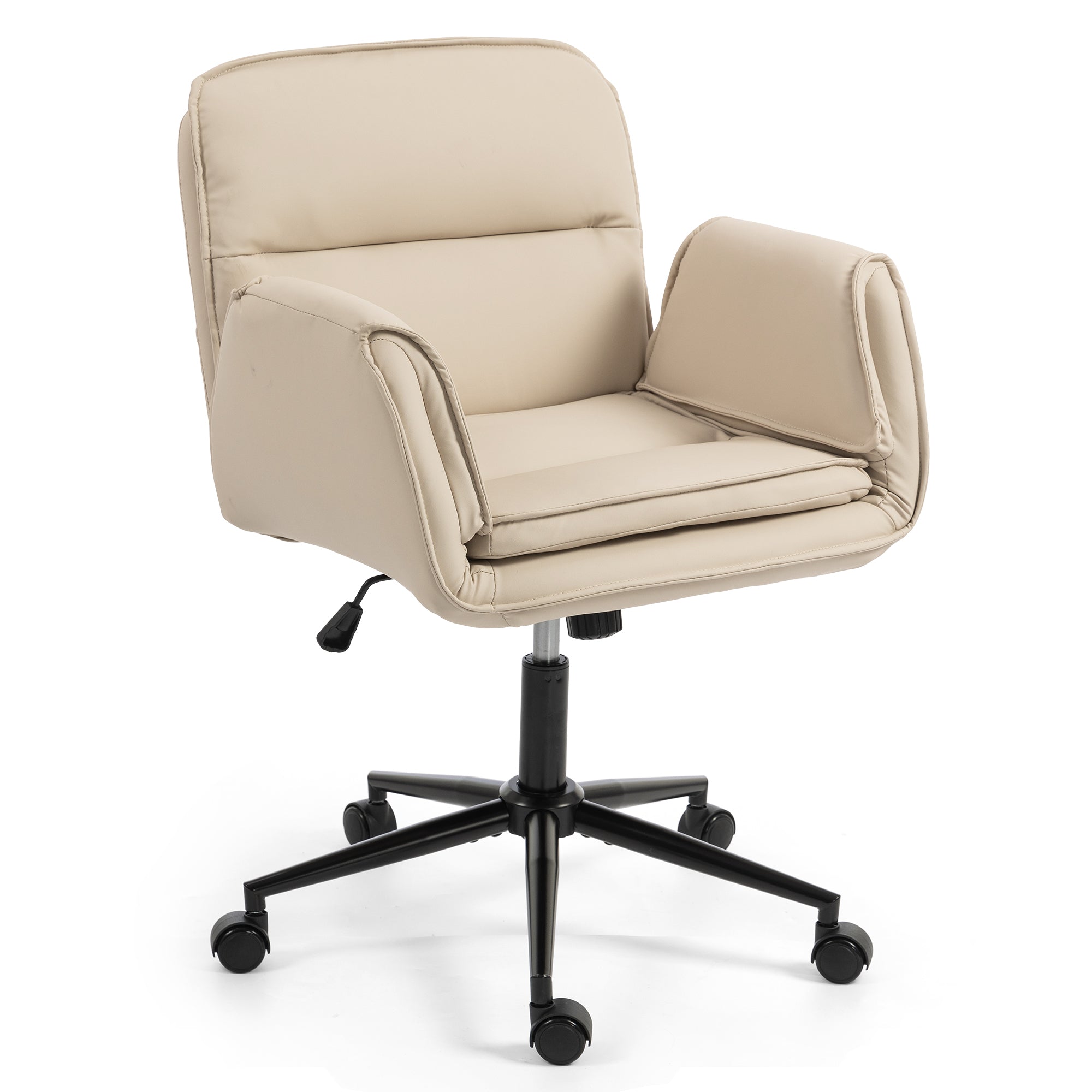 Ergonomic Rolling Office Chair, 23.6 in, Cream