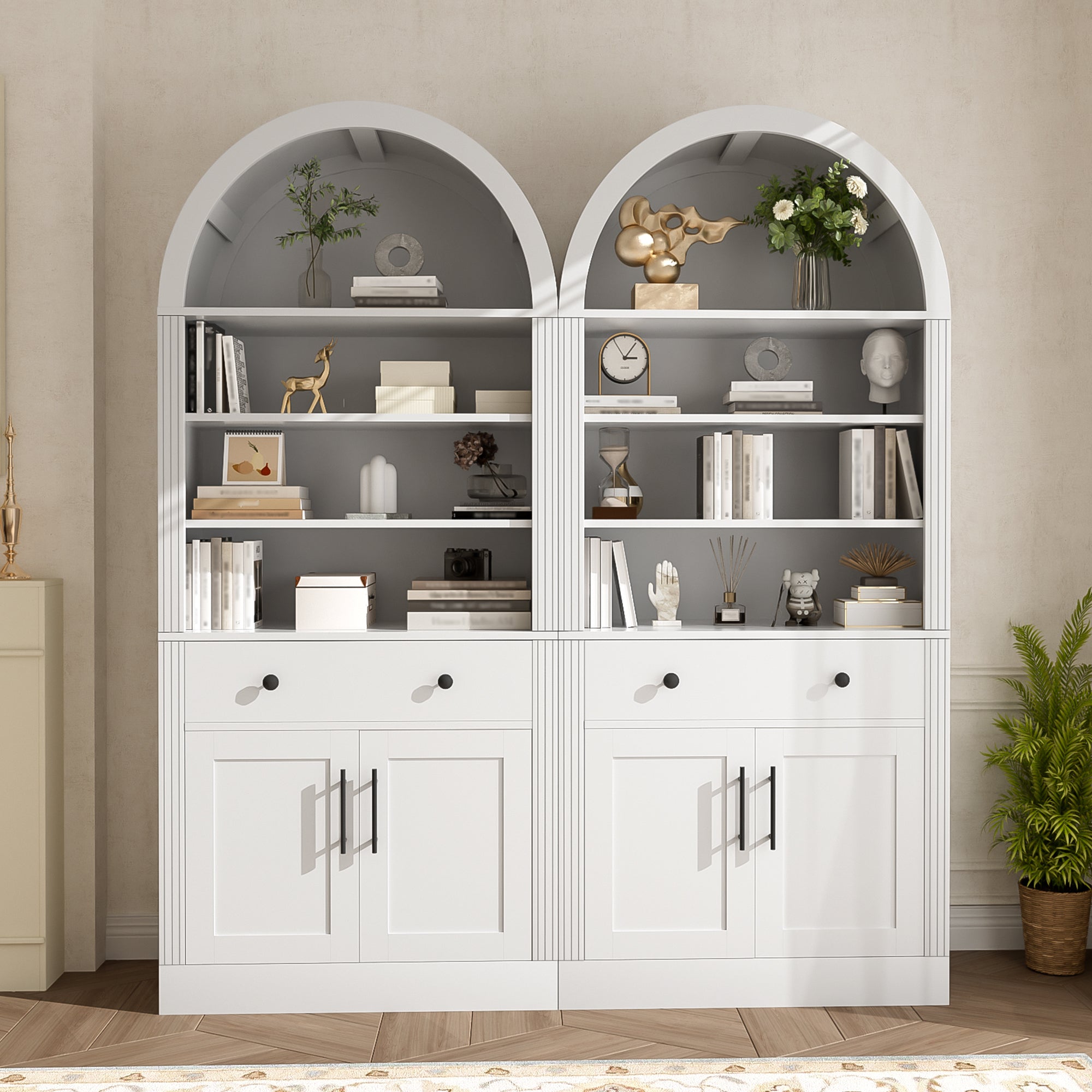 Storage Cabinet with Drawers and Doors, Cupboard, 63.2 in, White