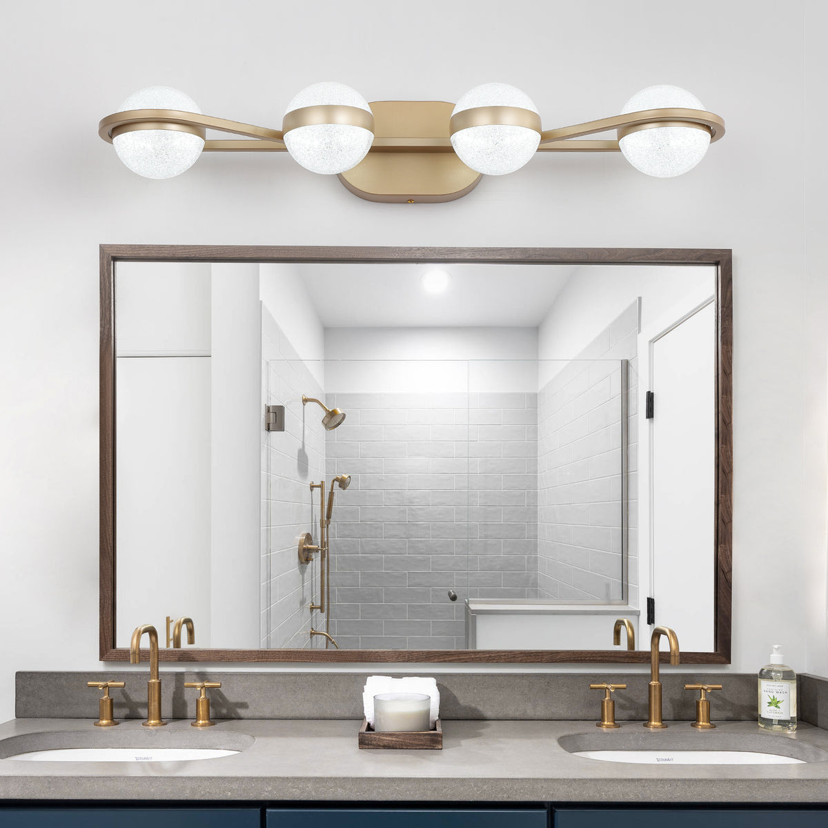Vanity Light, 4-Light LED with Acrylic Shade, Gold