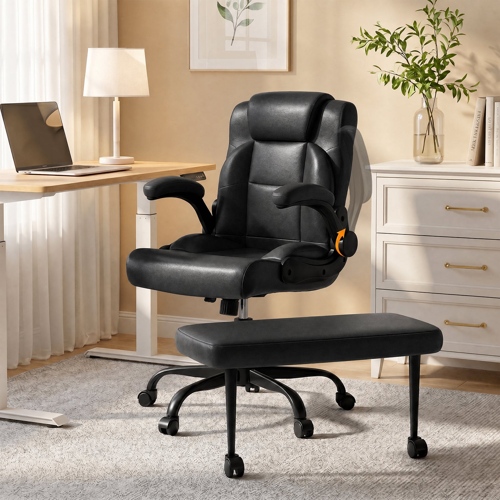 Ergonomic Height Adjustable Office Chair, 26.8 in, Black