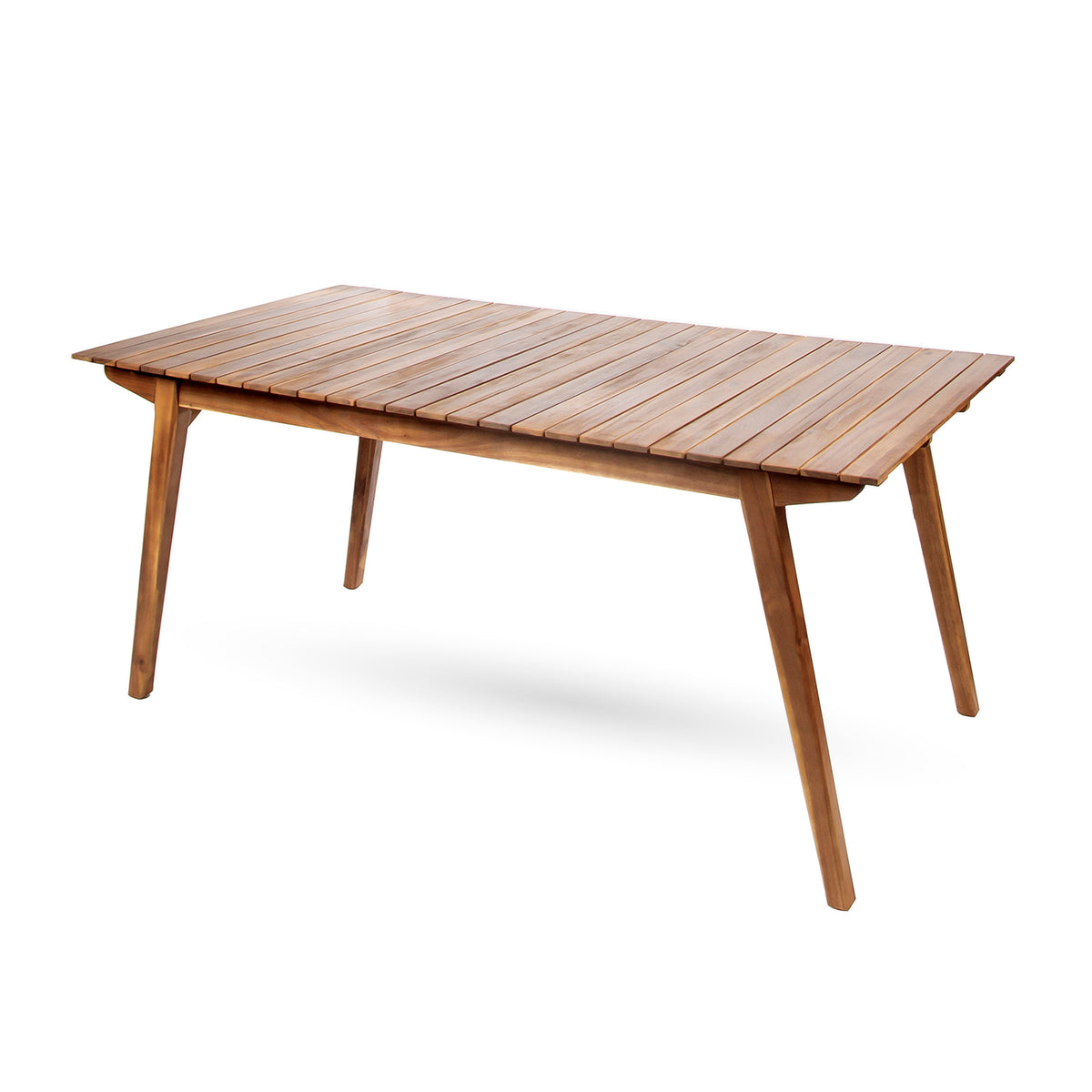 Teak Finish Solid Wood Outdoor Dining Table, 68.5 in Wide