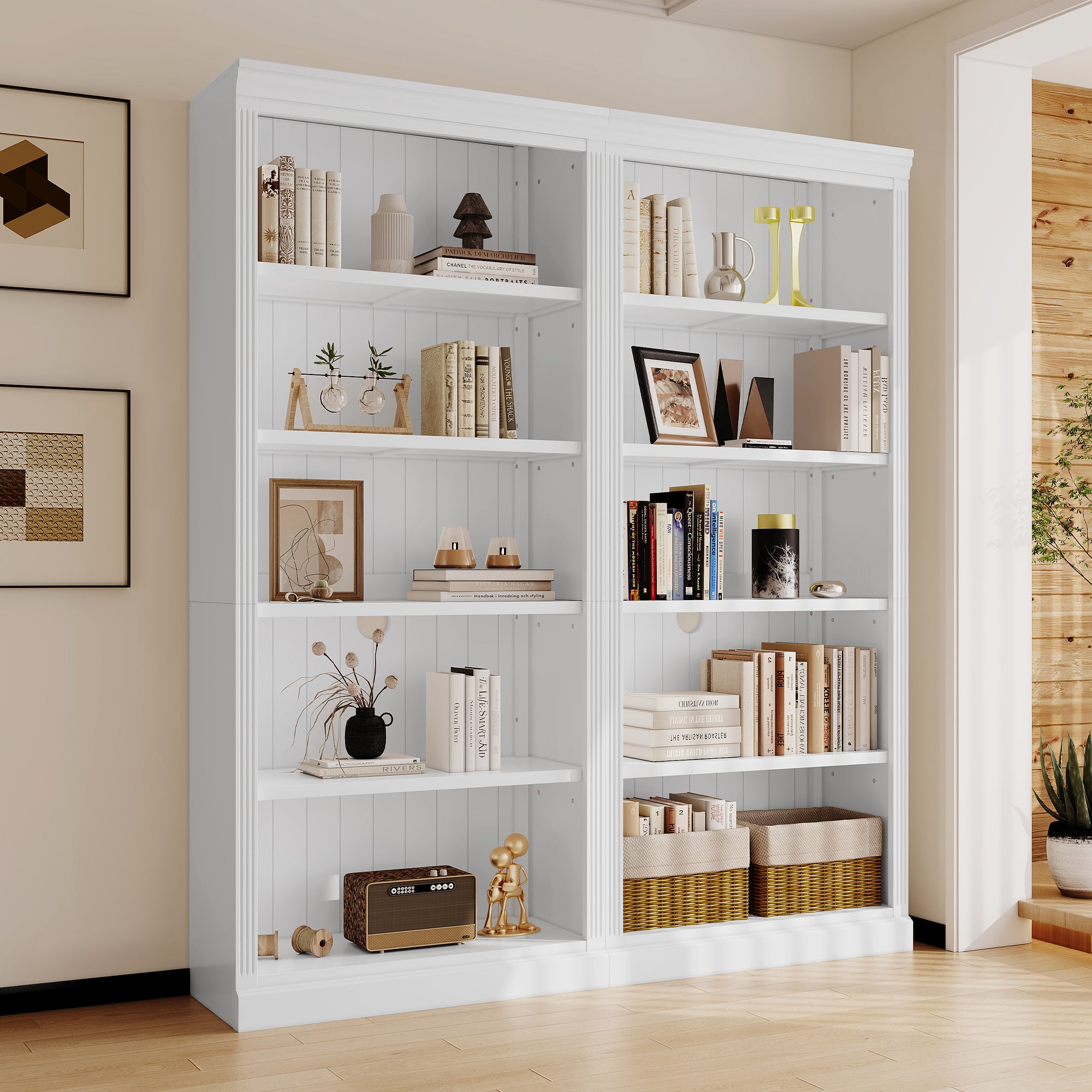 Bookcase with Adjustable Shelves, 71.7 in, White