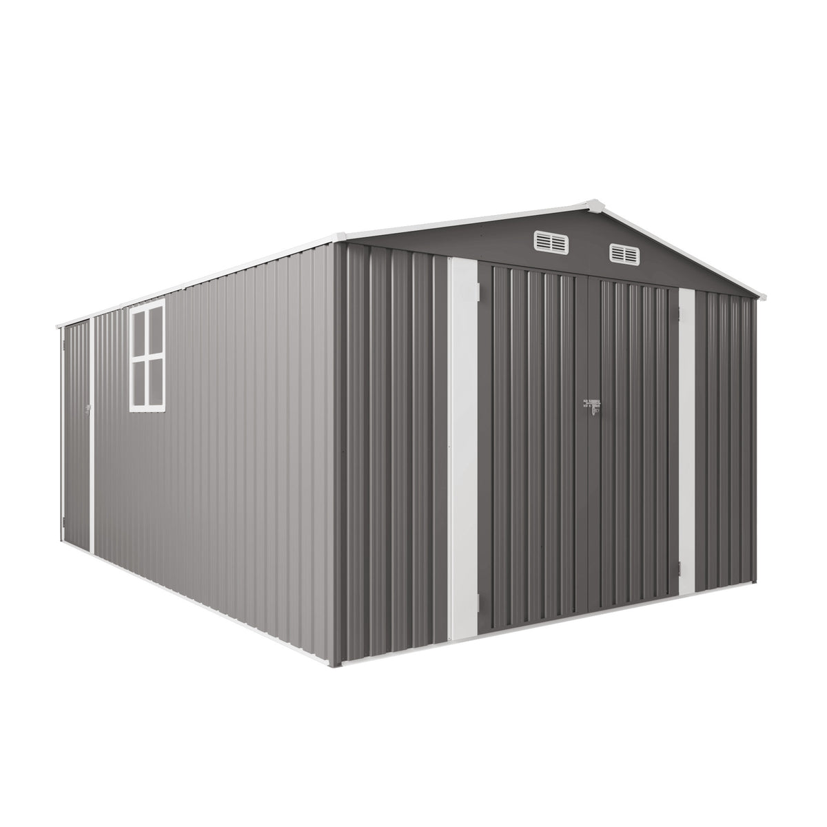 10x14 ft Gray Metal Storage Shed with Window