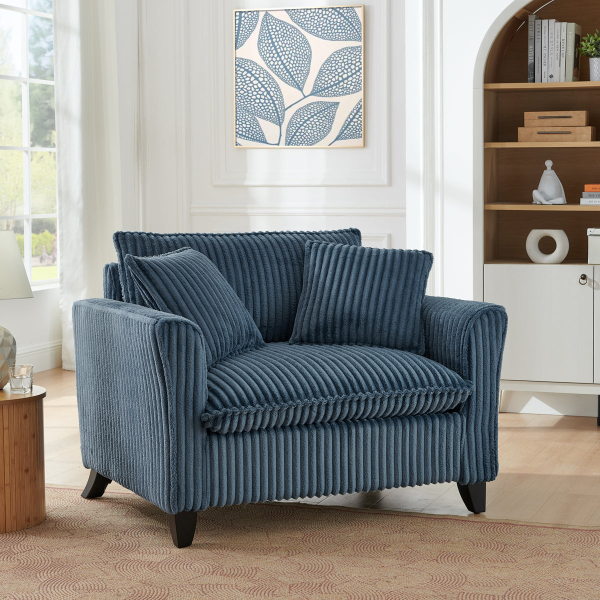 Blue Corduroy Accent Chair