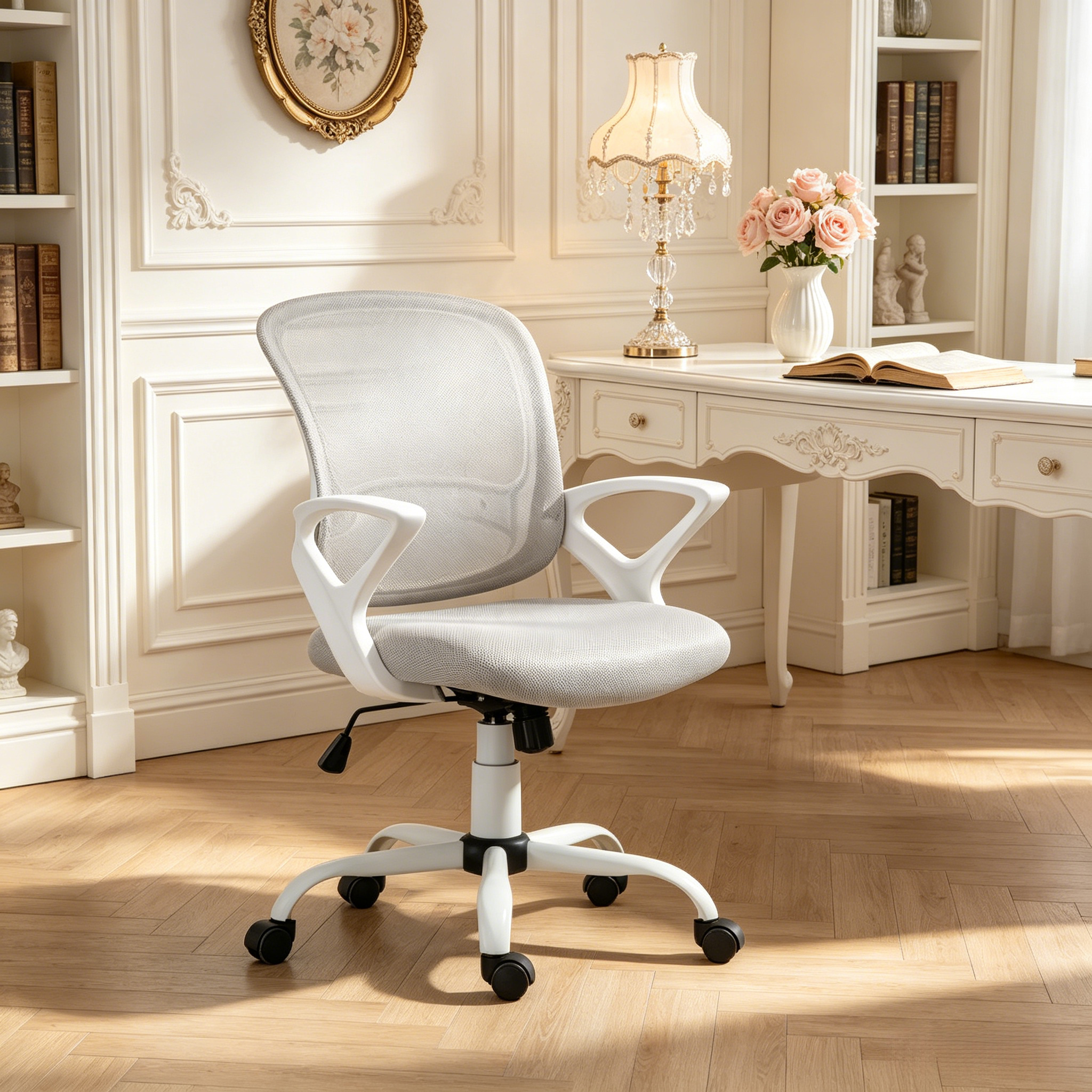 Lumbar Support Ergonomic Office Chair, 24 in, Grey