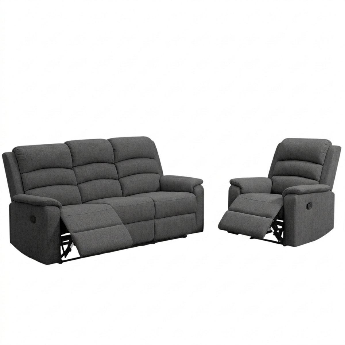 Dark Gray Reclining Sofa and Recliner Set