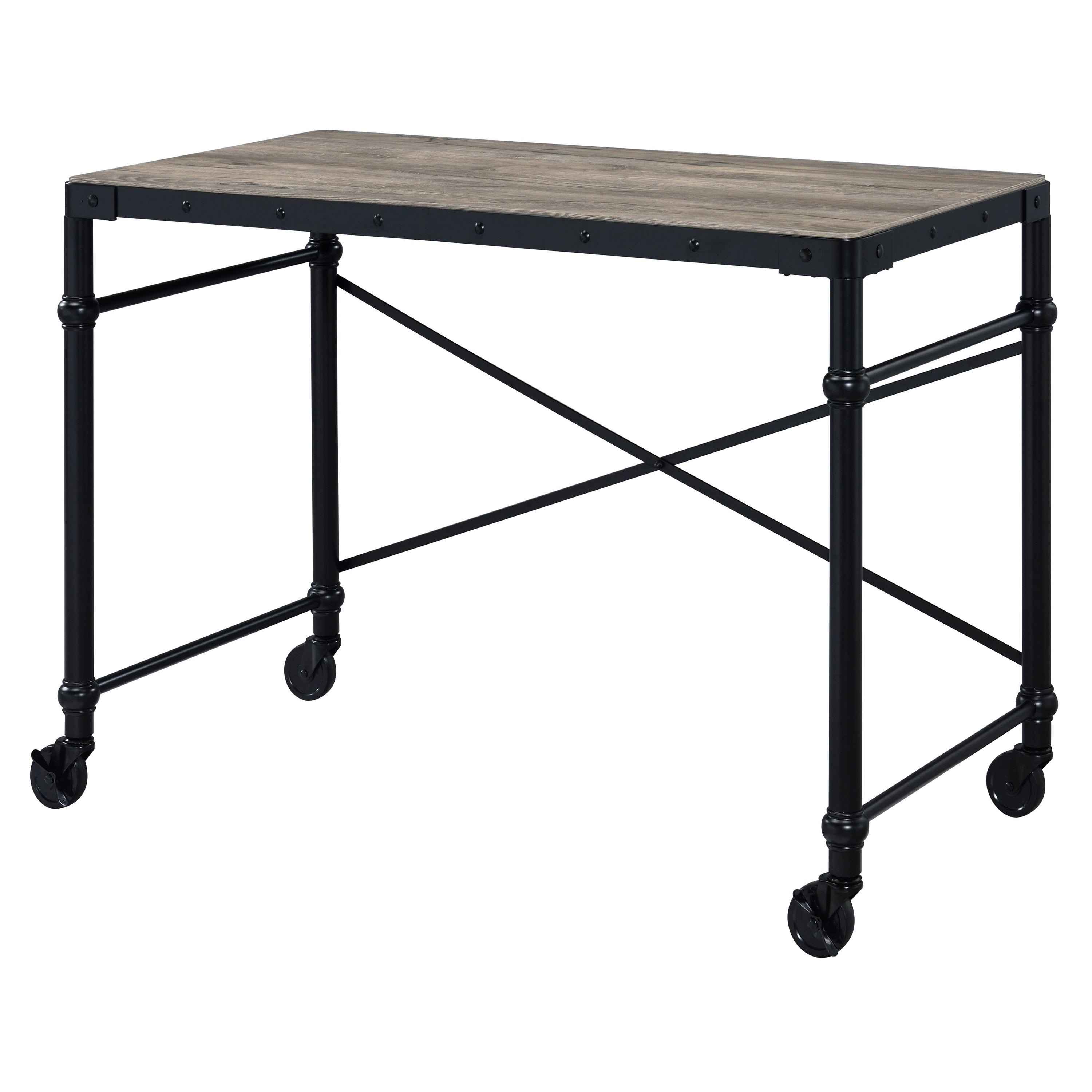 Rolling Rustic Writing Desk, 47.5 in, Oak