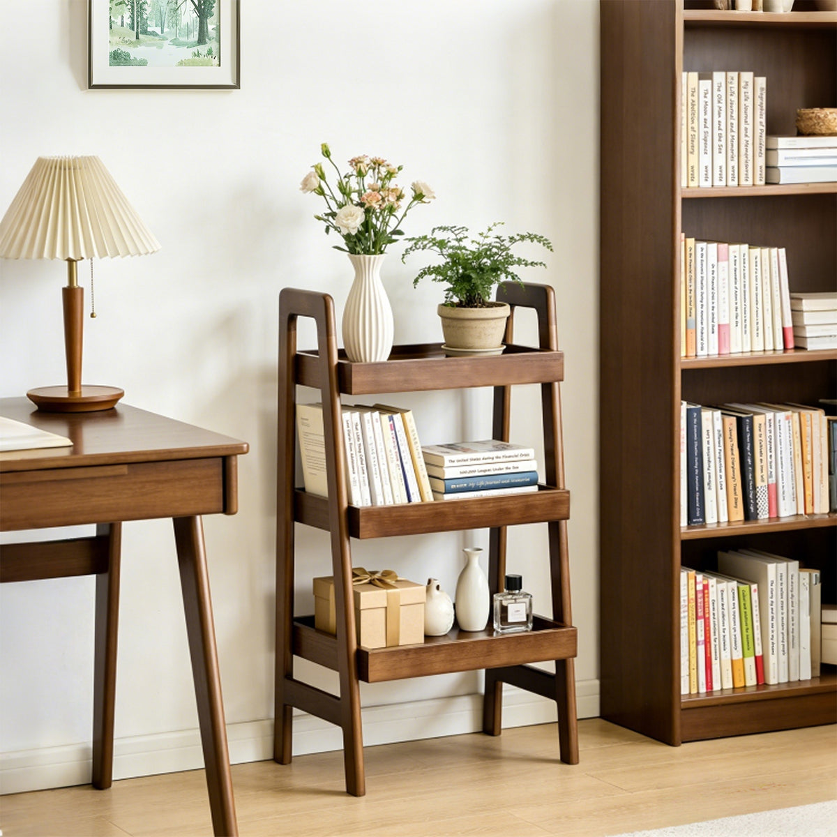 Walnut Bookcase, 17.7 in Wide