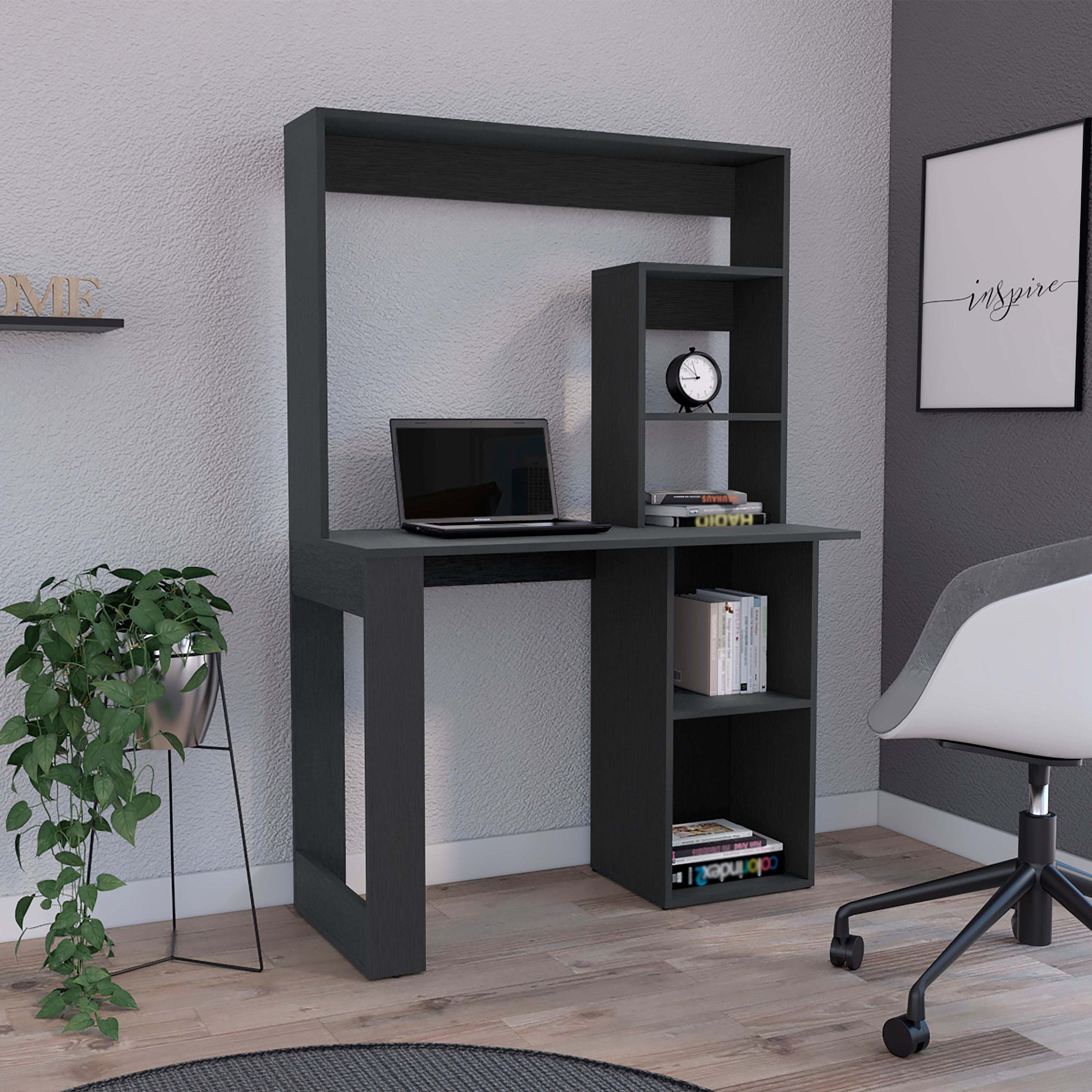 Computer Desk with Hutch, Workstation, 38.8 in, Black