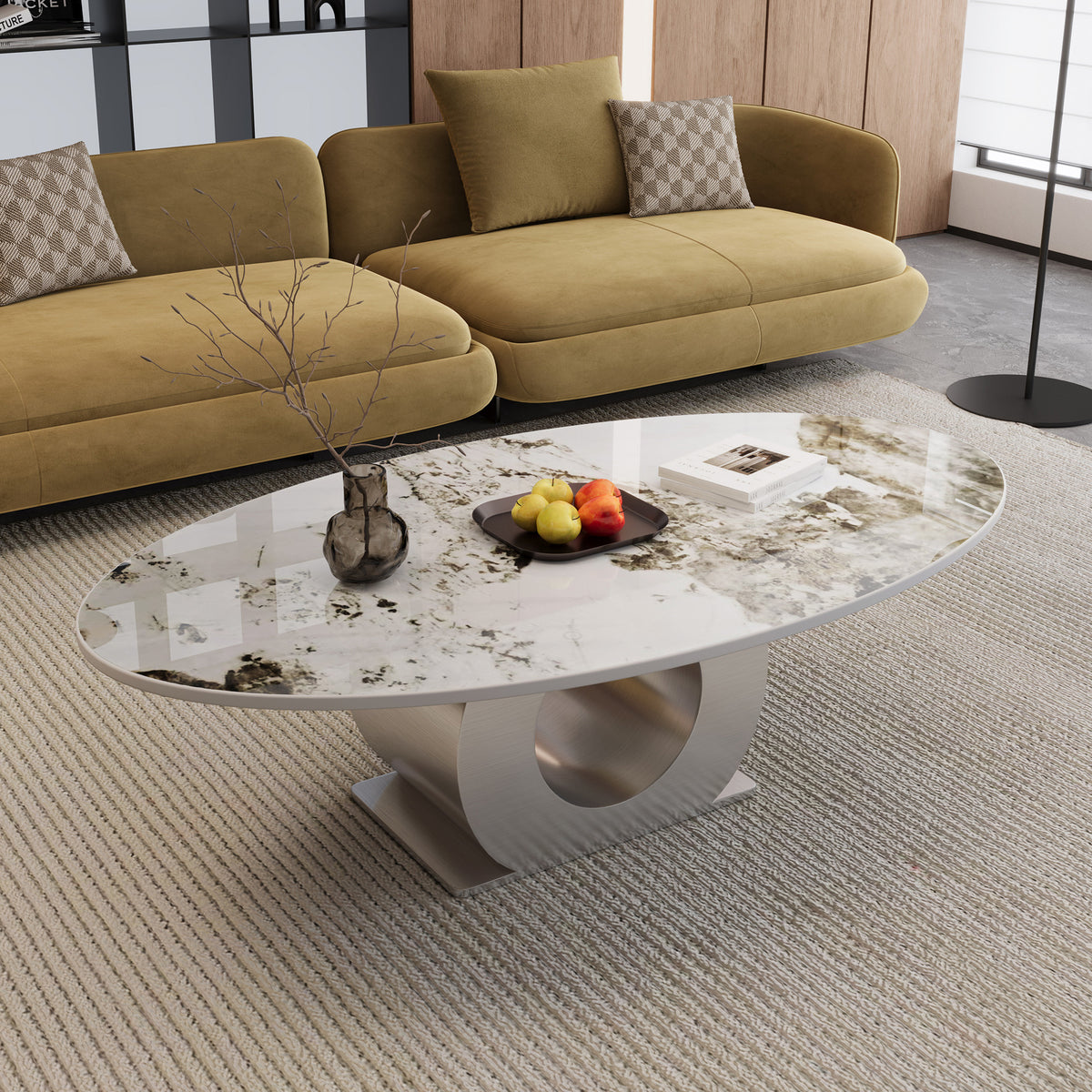 Silver Sintered Stone Coffee Table, 49.2 in