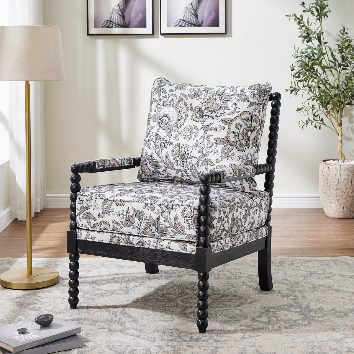 Black Accent Chair, 27 in Wide