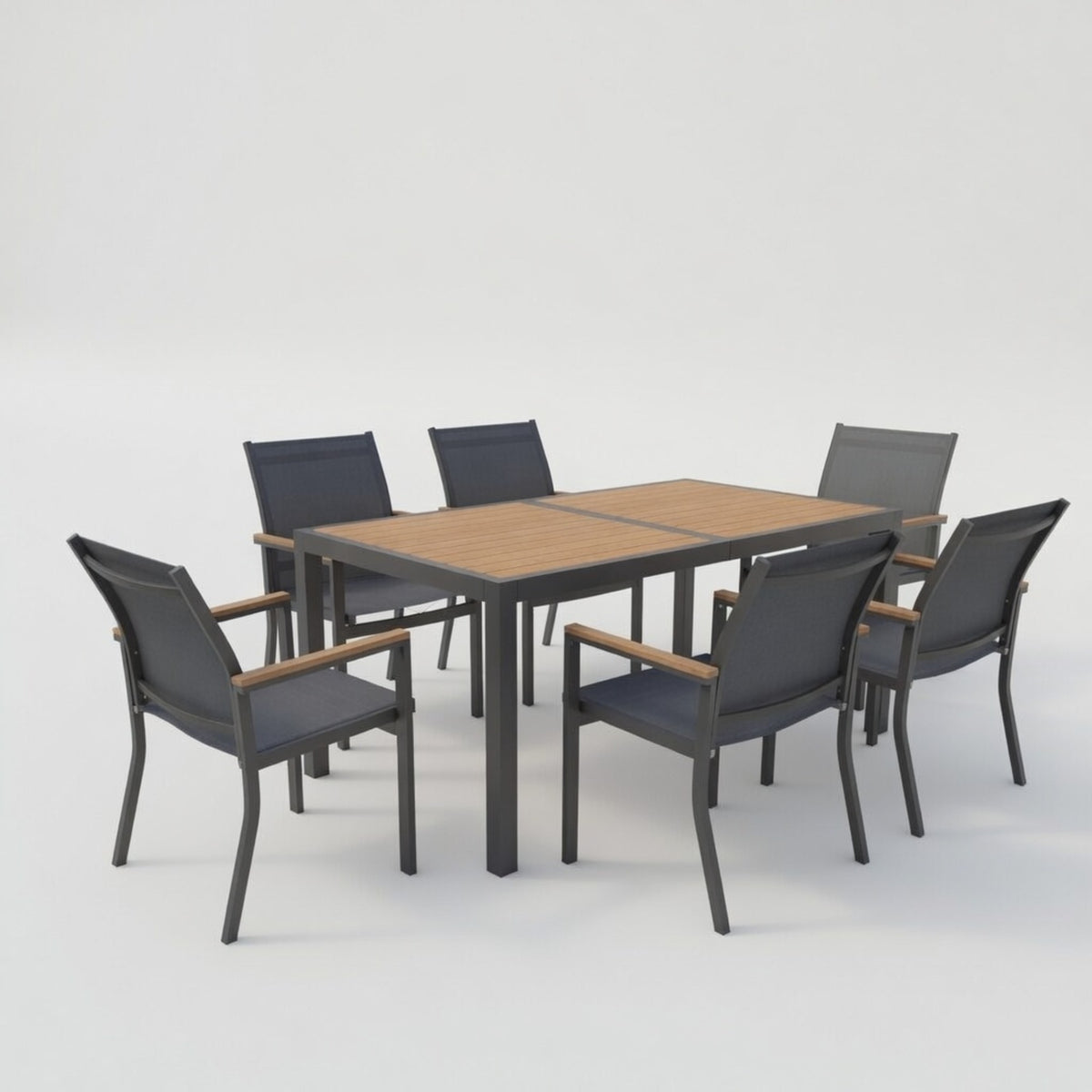 Gray Aluminum 7-Piece Patio Dining Set for 6