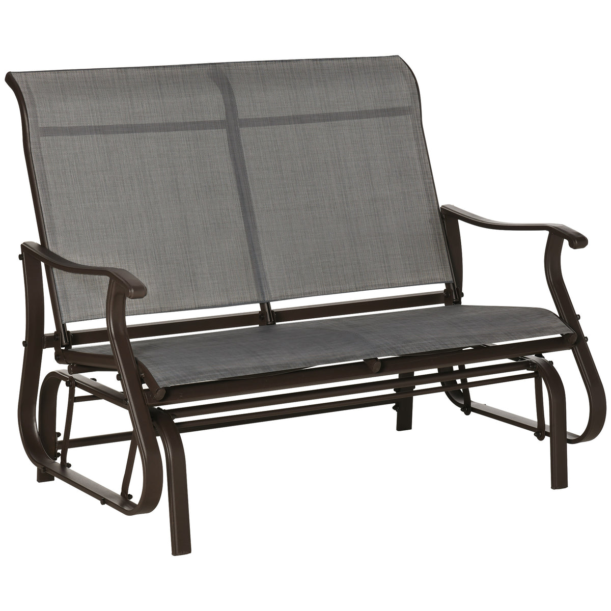 Gray Metal Outdoor Glider Bench, 38.3 in Tall