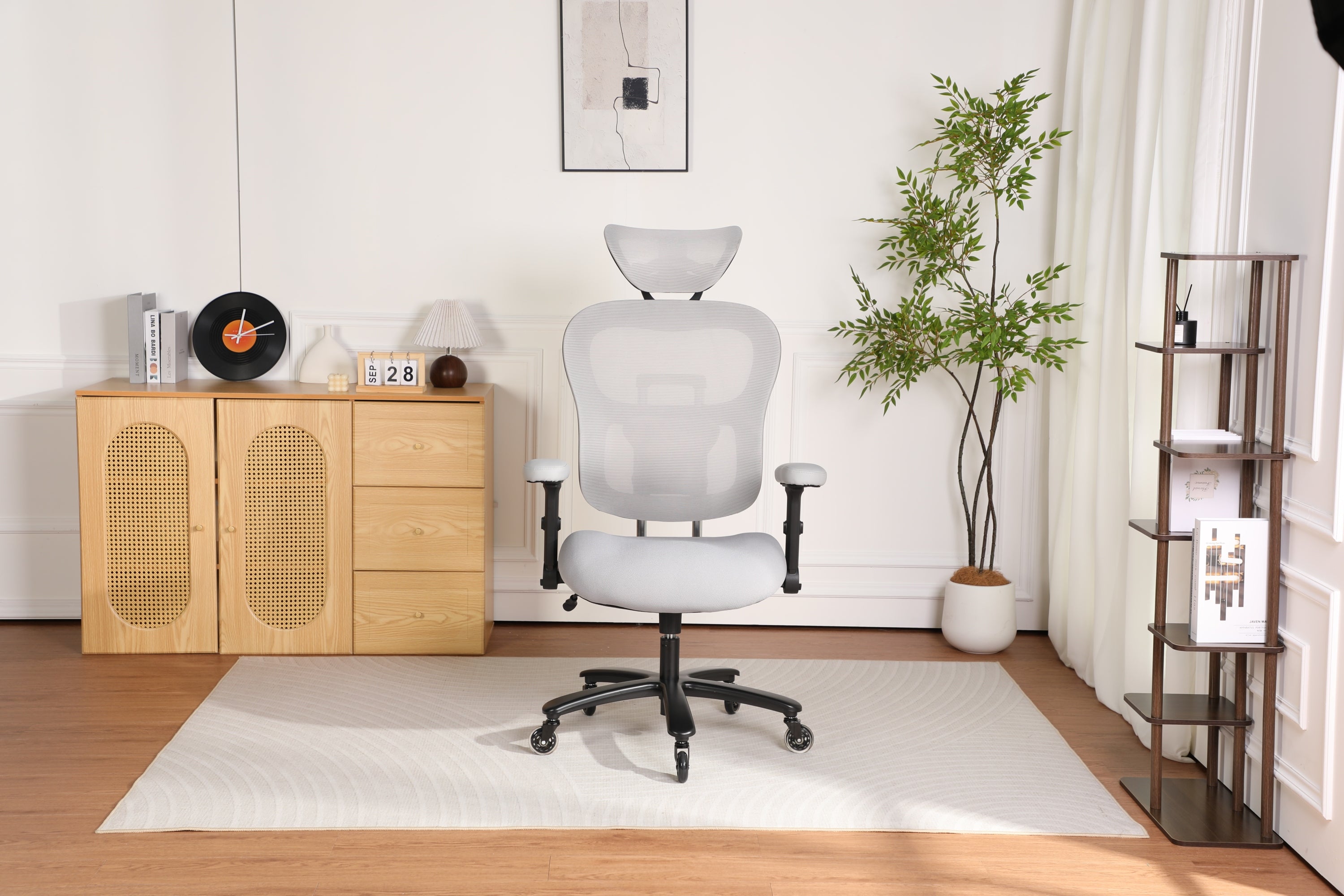 Big and Tall Lumbar Support Office Chair, 500 lb Capacity, Grey
