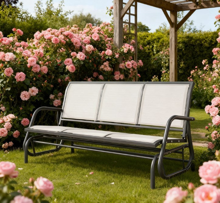 Metal Outdoor Glider Bench for 3