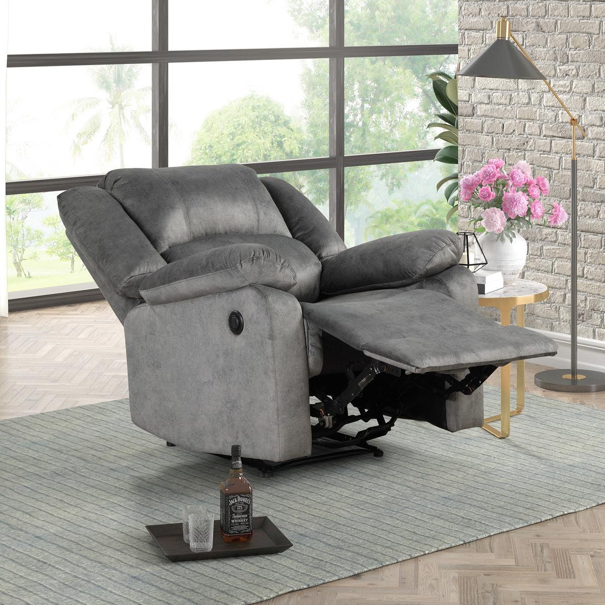 Gray Power Recliner, 39.6 in Tall