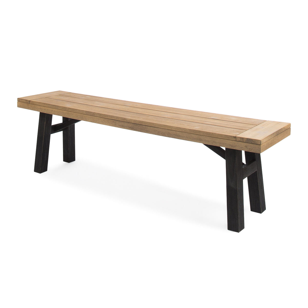 Gray Solid Wood Outdoor Bench, 63 in Wide, 17.8 in Tall