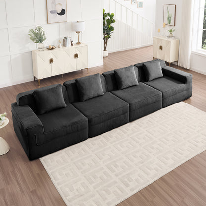 Boneless Couch – 4 Seater, Black