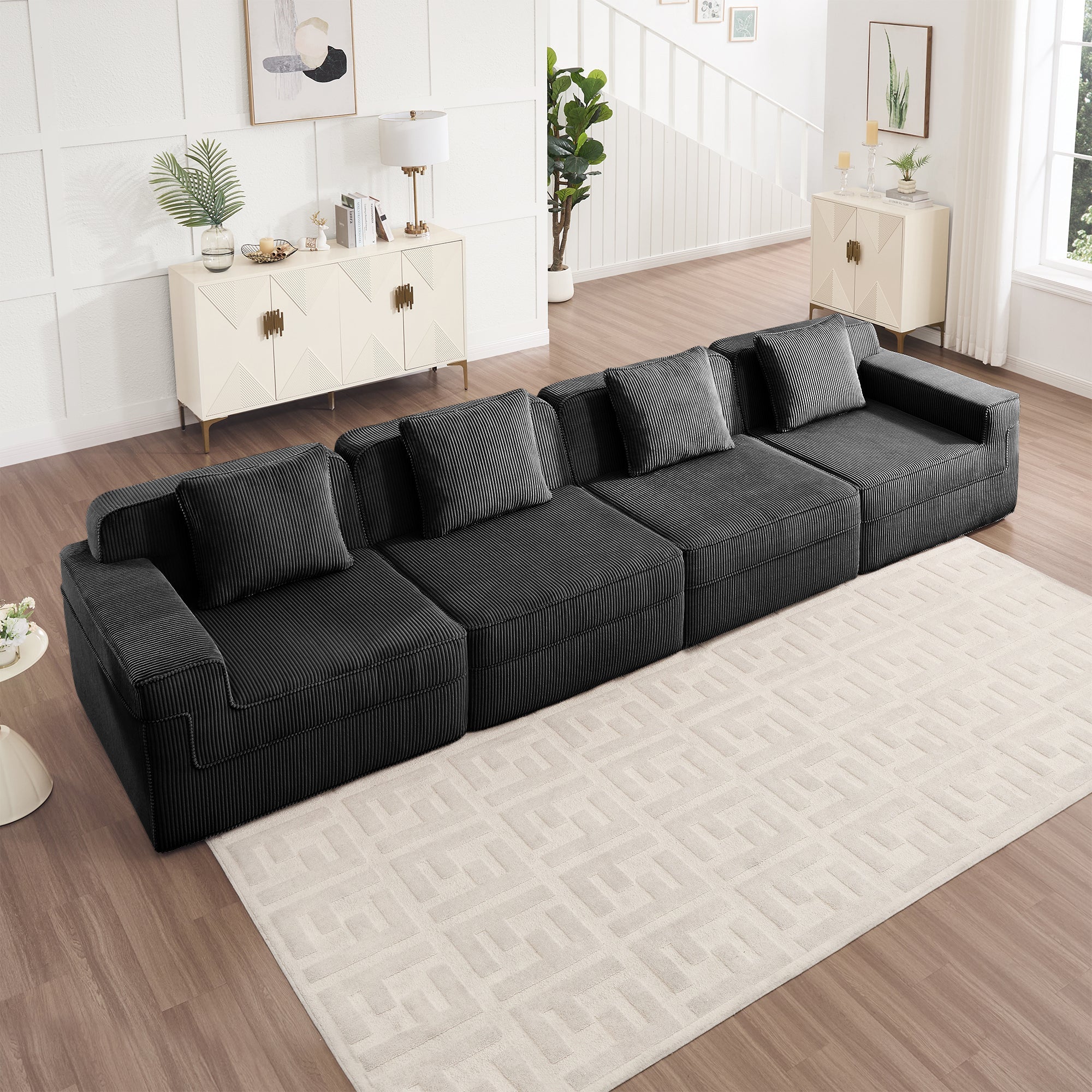 Hudson 4-Seat Boneless Couch in Black #OttOnly_0 #Color_Black