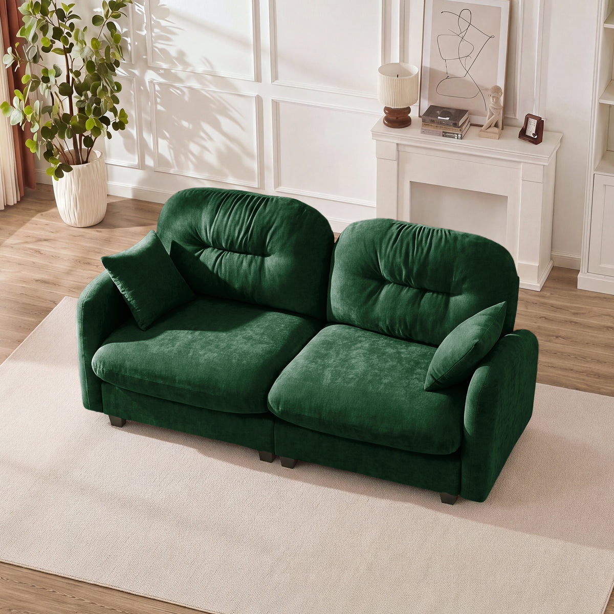Green Chenille Sectional Couch