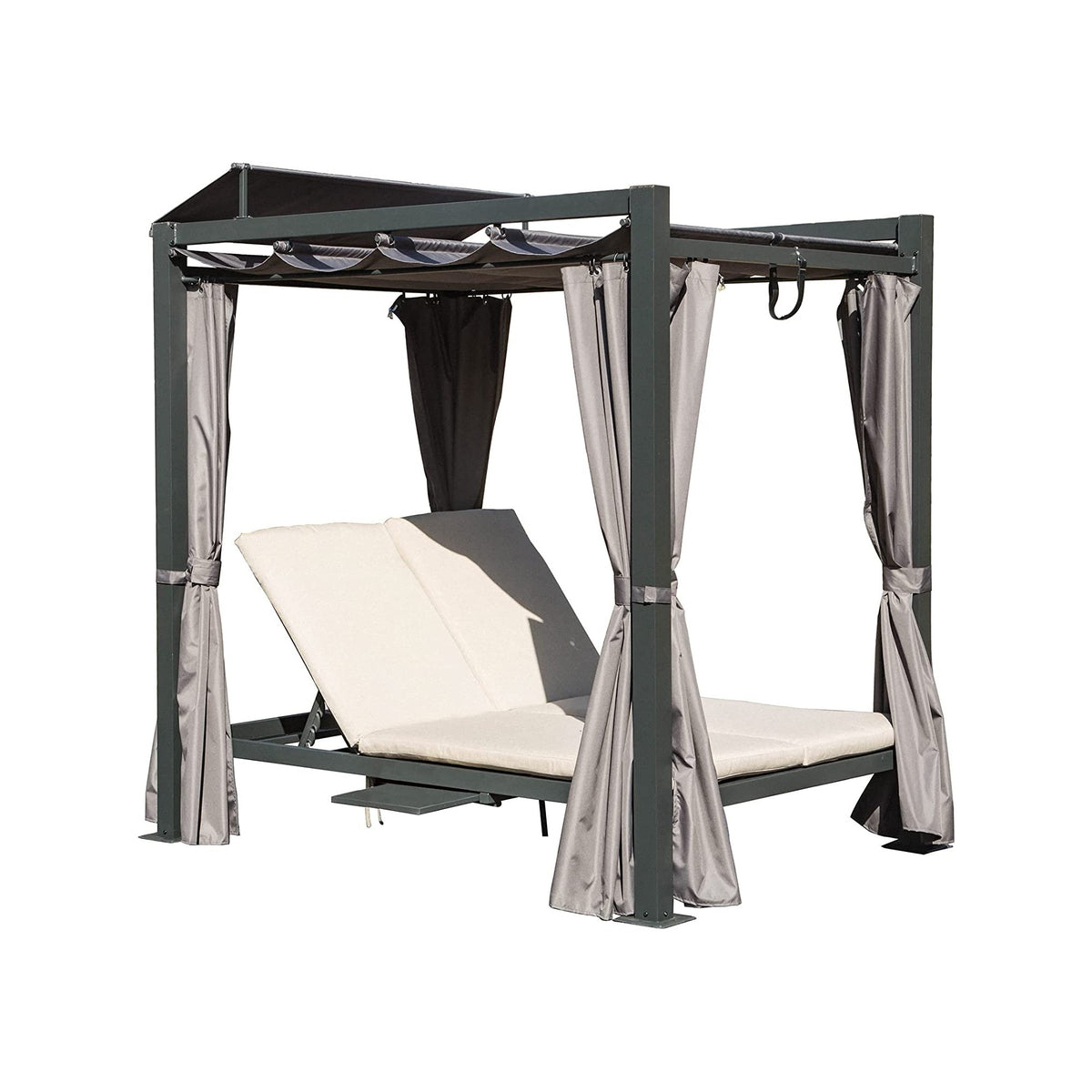 Gray Aluminum Outdoor Daybed with Canopy