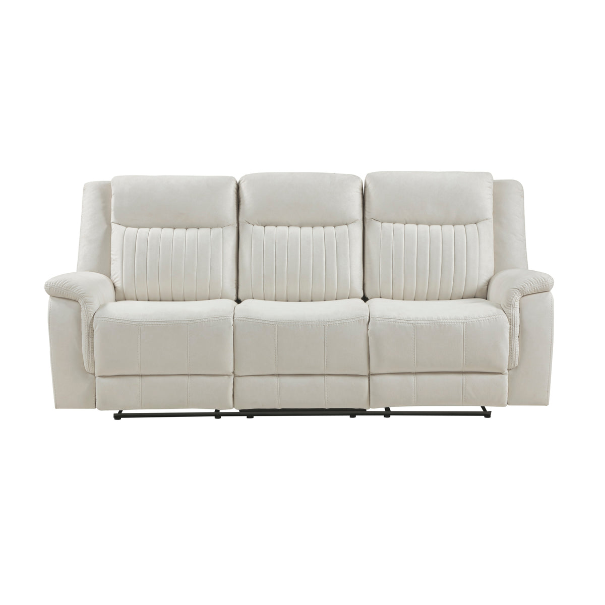 Beige Microfiber Reclining Sofa, 86 in Wide, 38 in Deep