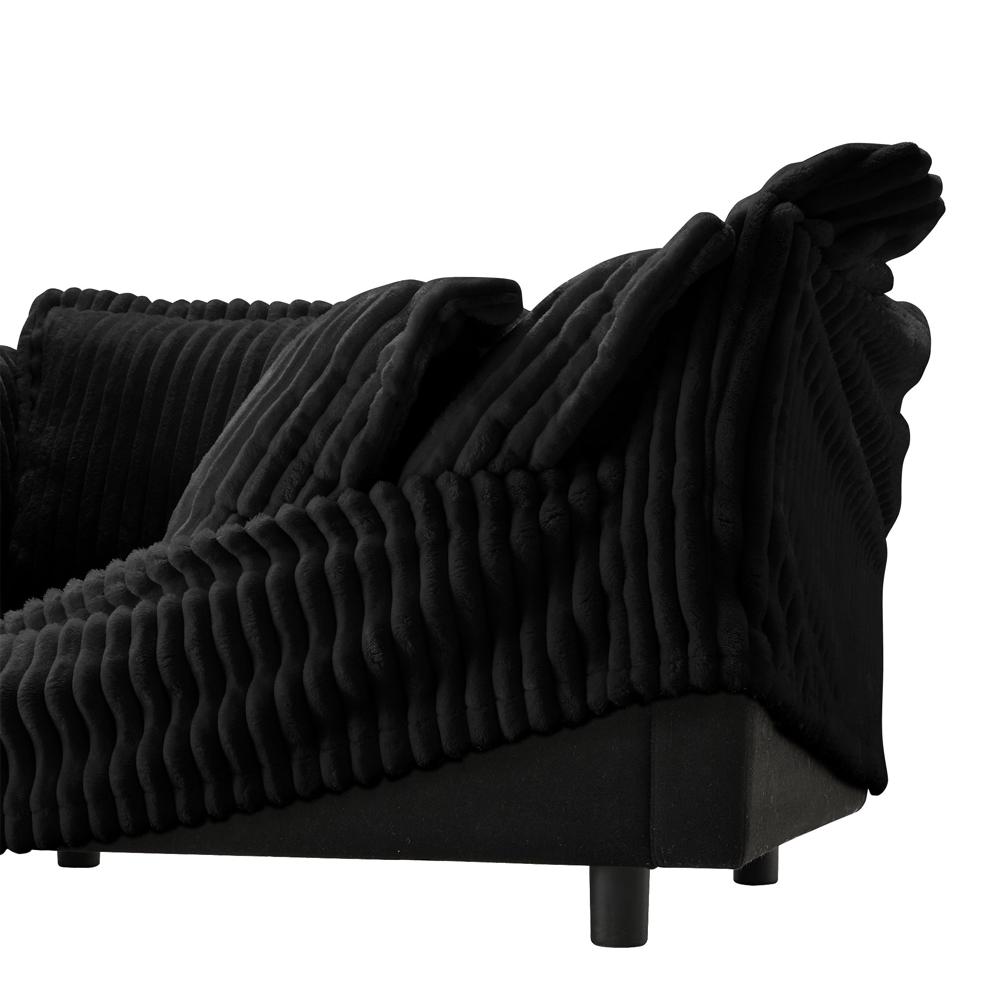 Fluffy Lounge Chair in Corduroy Black #Fabric_Corduroy Black