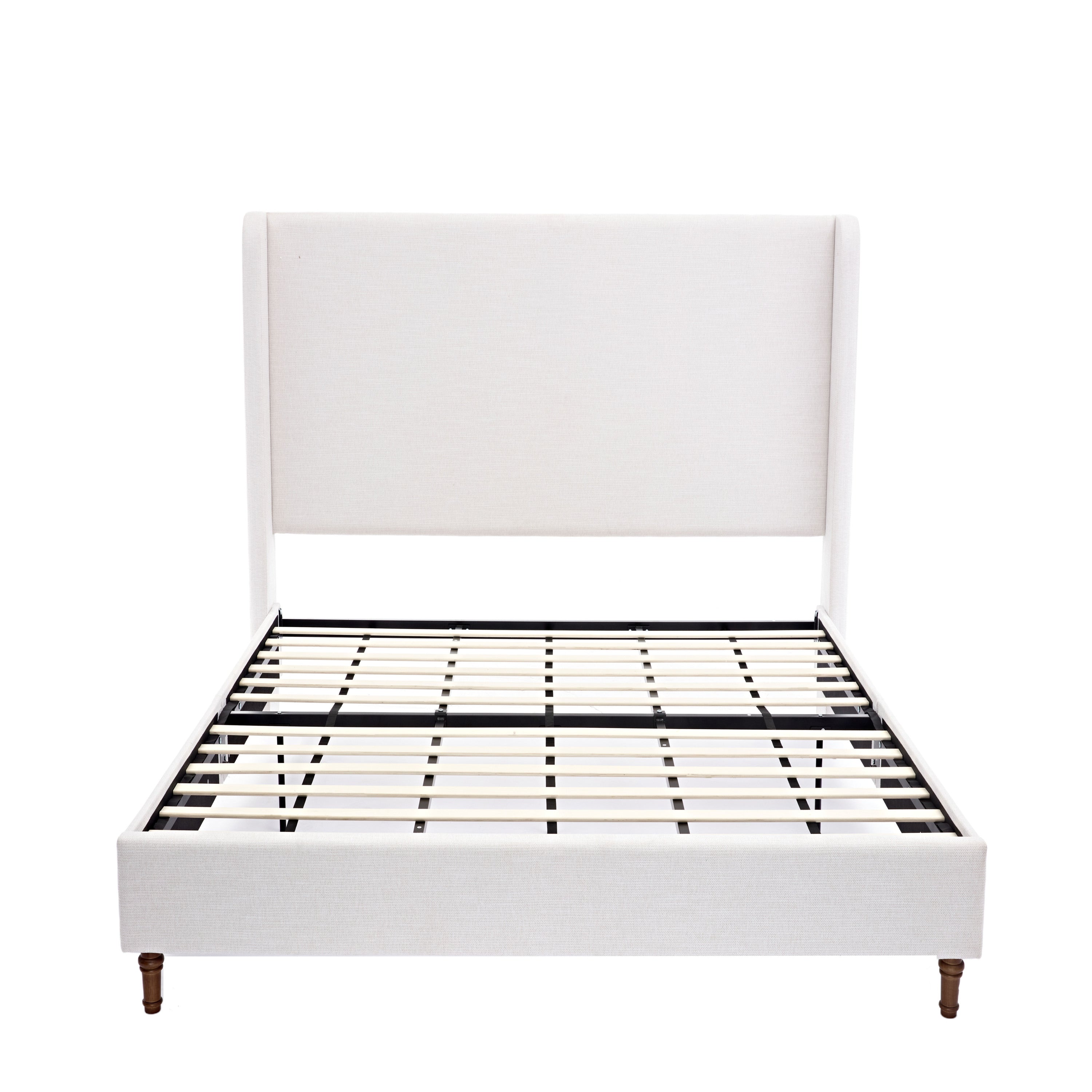 Upholstered King Bed Frame, Ivory Canvas, 54 in Headboard