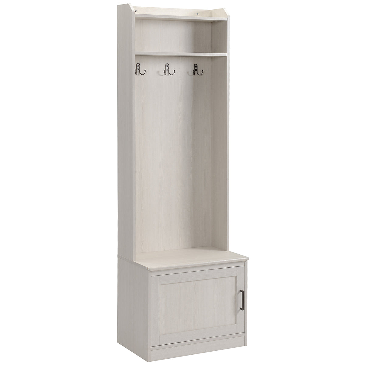 White Hall Tree with Bench and Shoe Storage, 23.5 in Wide