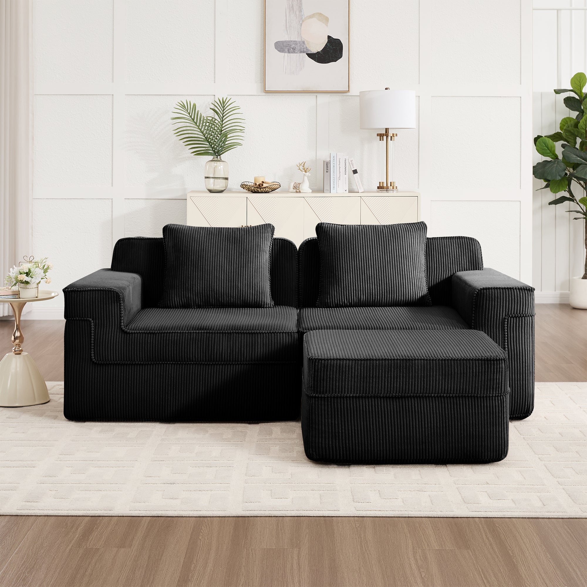 Hudson 2-Seat Boneless Couch in Black #OttOnly_1 #Color_Black