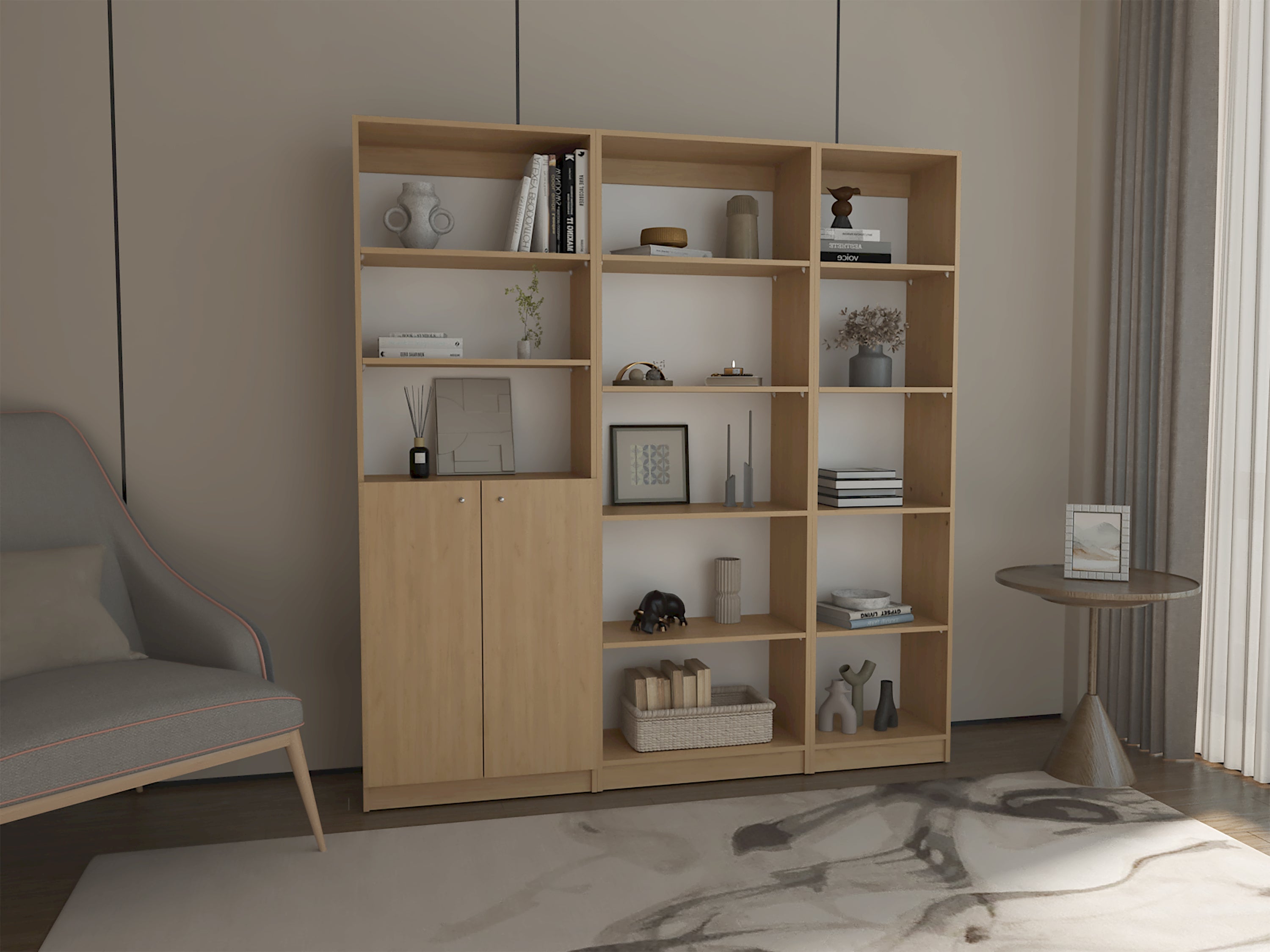 Storage Cabinet, 67.3 in, Natural