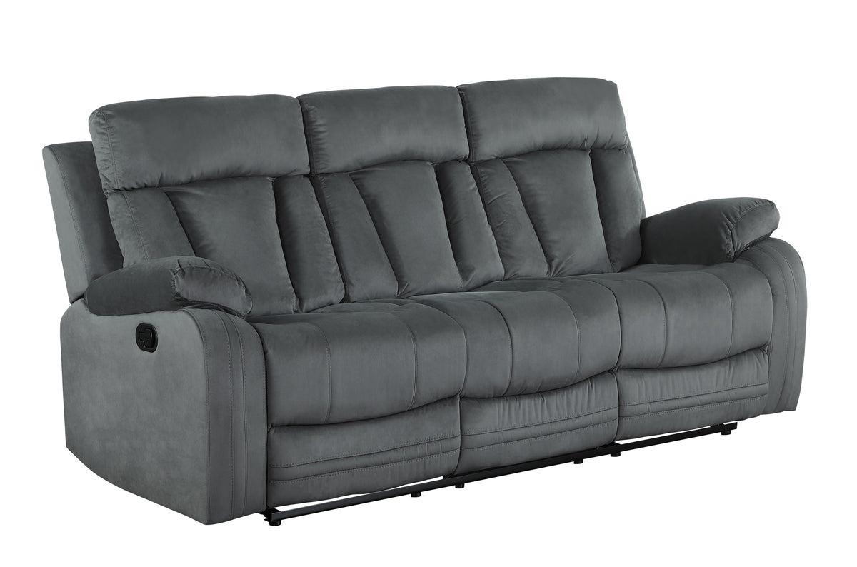 Gray Microfiber Reclining Sofa, 83 in Wide