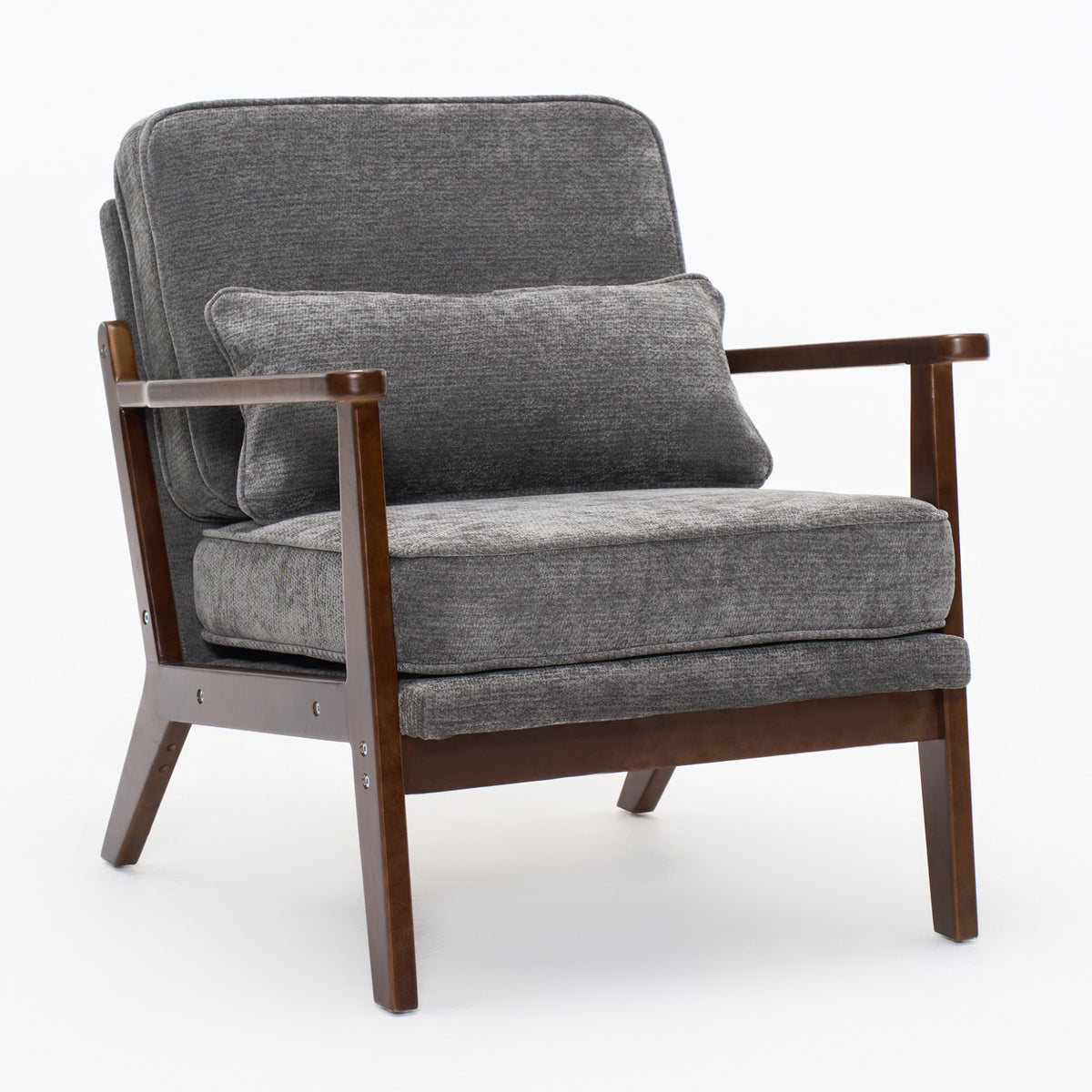 Dark Gray Accent Chair, Lumbar Pillow