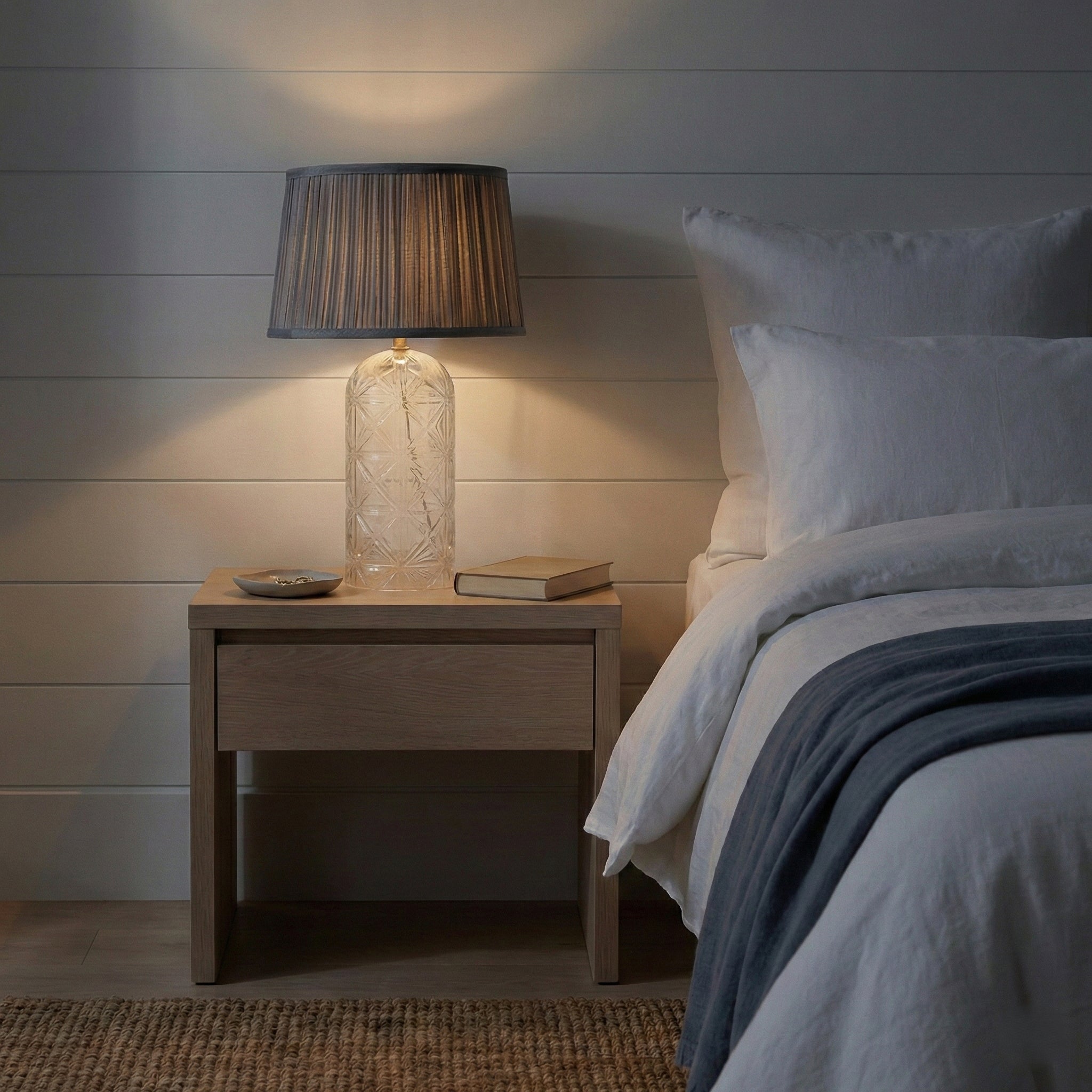 Table Lamp with Fabric Shade, Clear