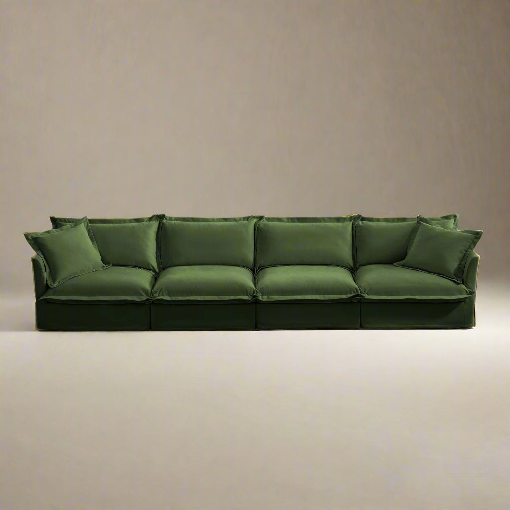 Fluffy 4-Seat Modular Sofa in Chenille Olive #OttOnly_0 #Fabric_Chenille Olive