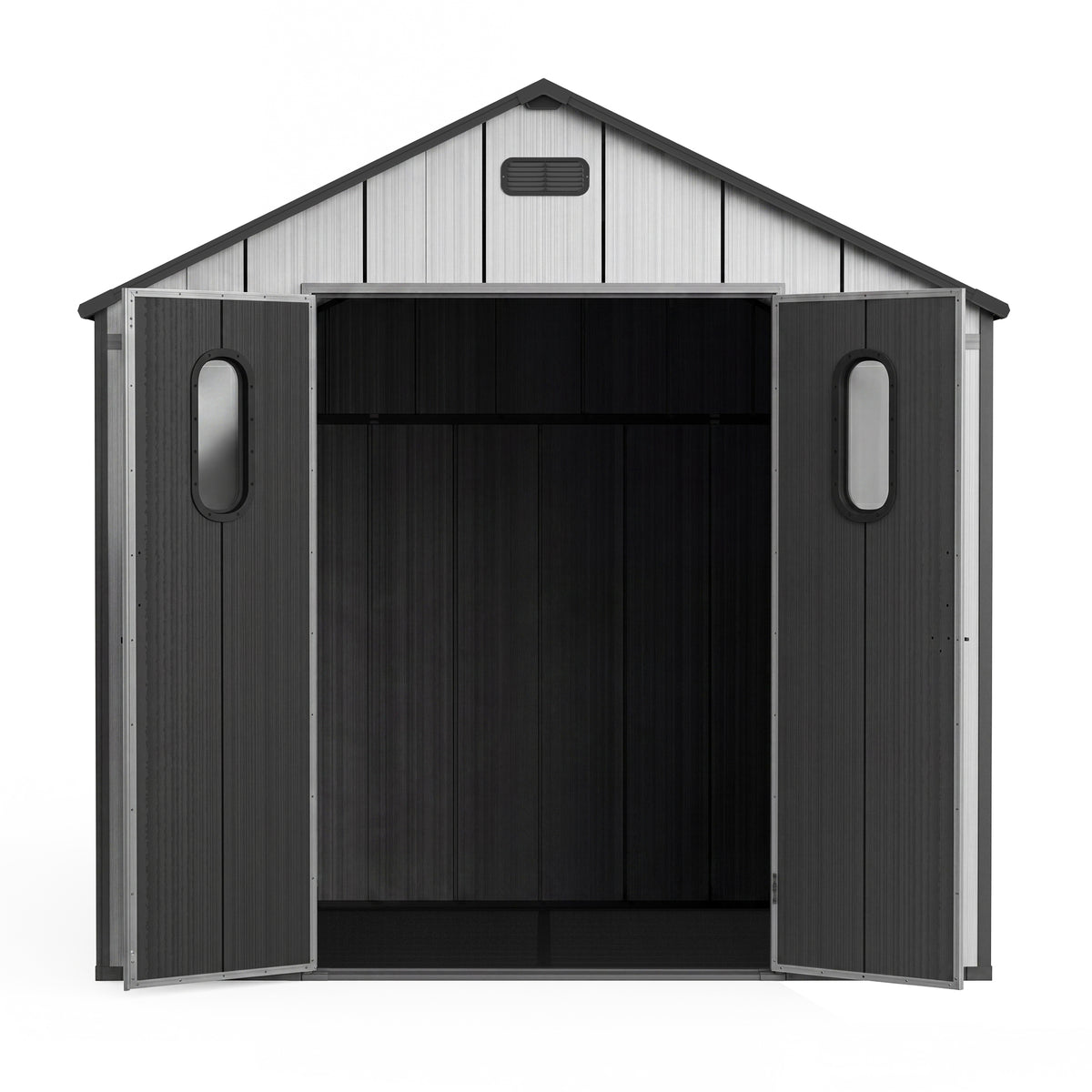 6x8 ft Gray Resin Storage Shed with Floor