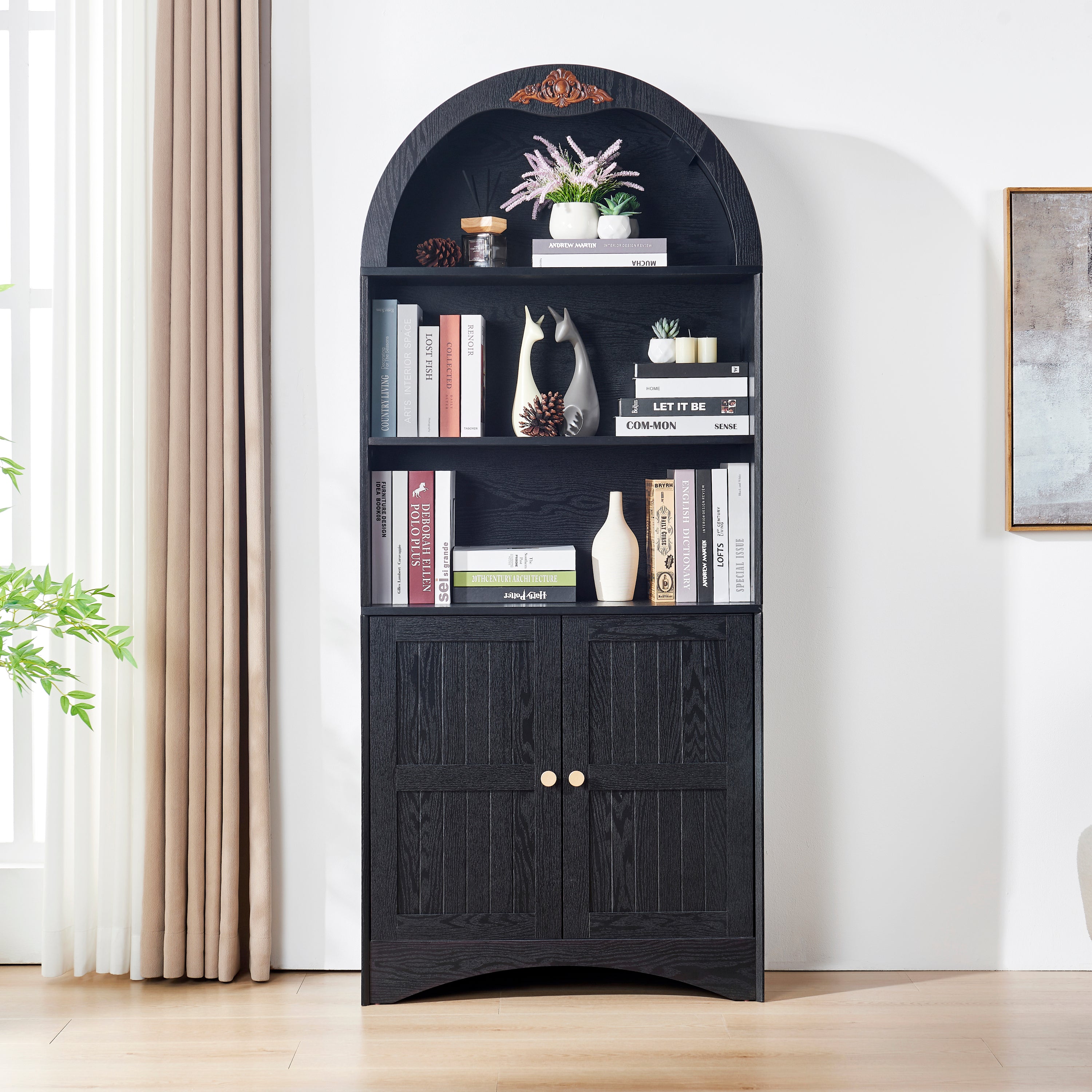 Storage Cabinet with Adjustable Shelves, 30.4 in, Black