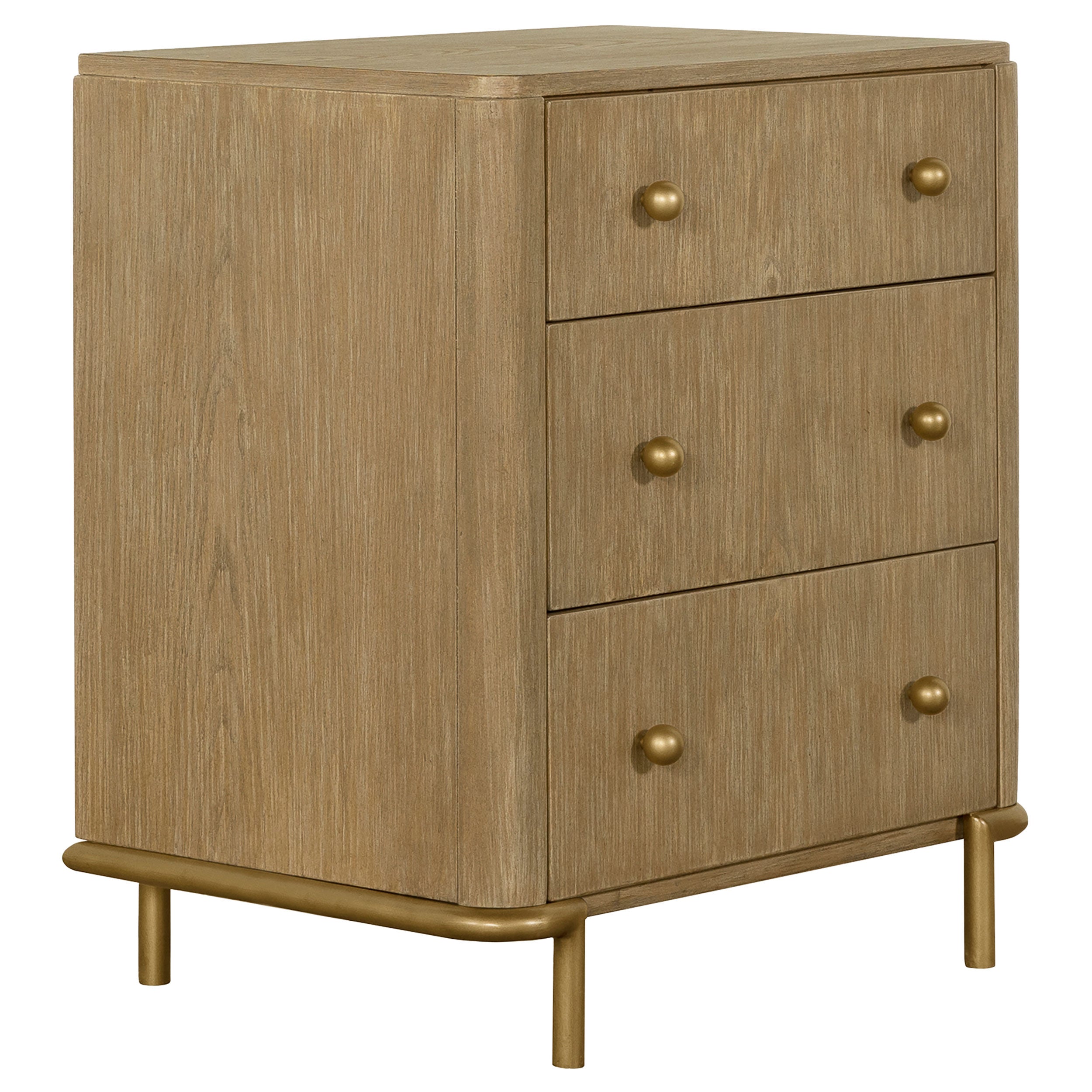 3-Drawer Nightstand with USB Charging, Light Brown